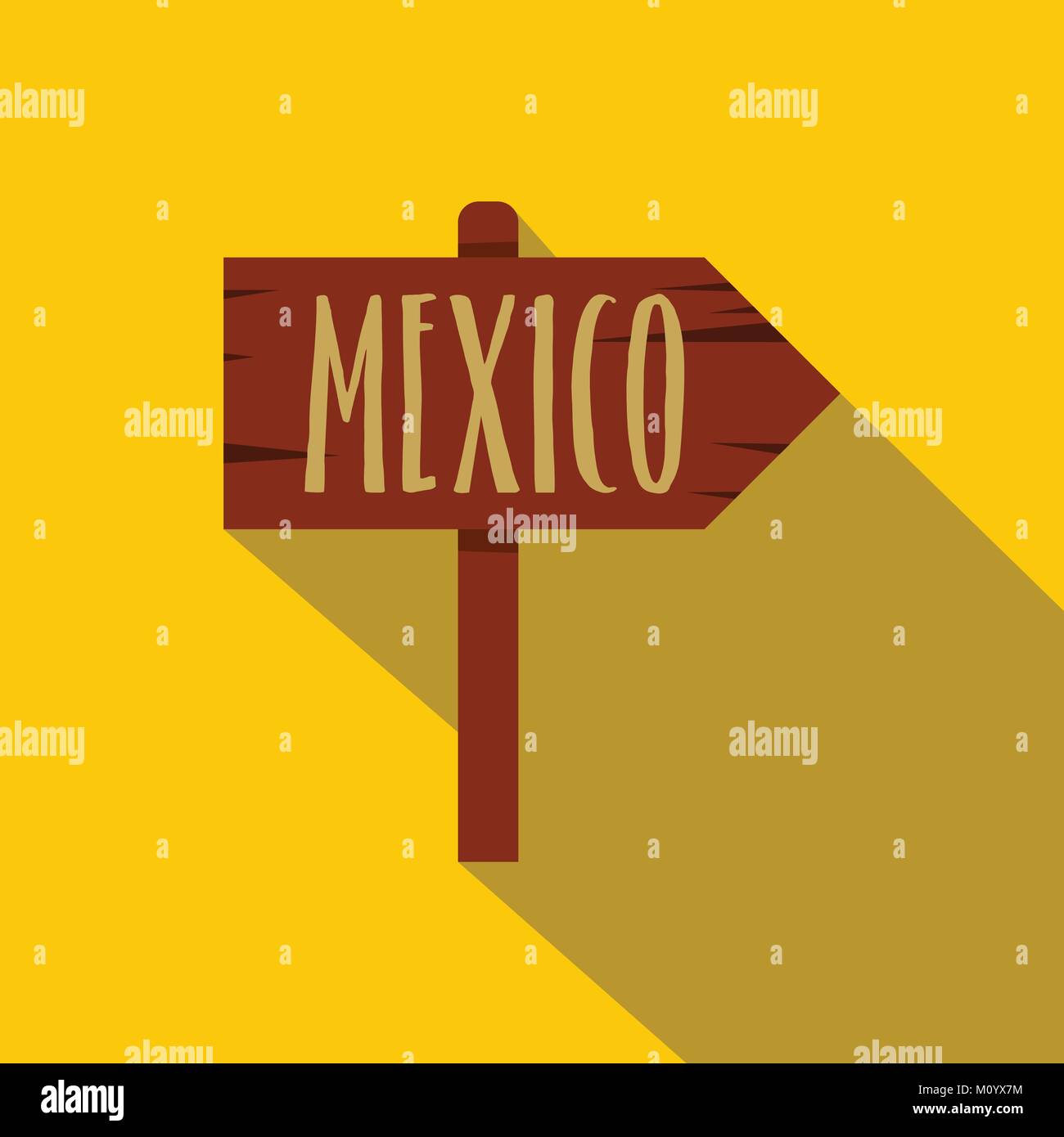 Mexico wooden direction arrow sign icon flat style Stock Vector Image ...