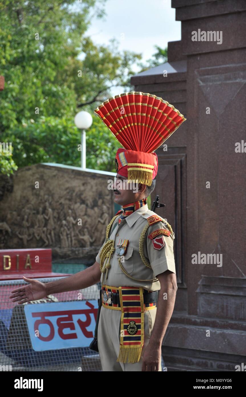 Wagah-Attari border ceremony, India Stock Photo