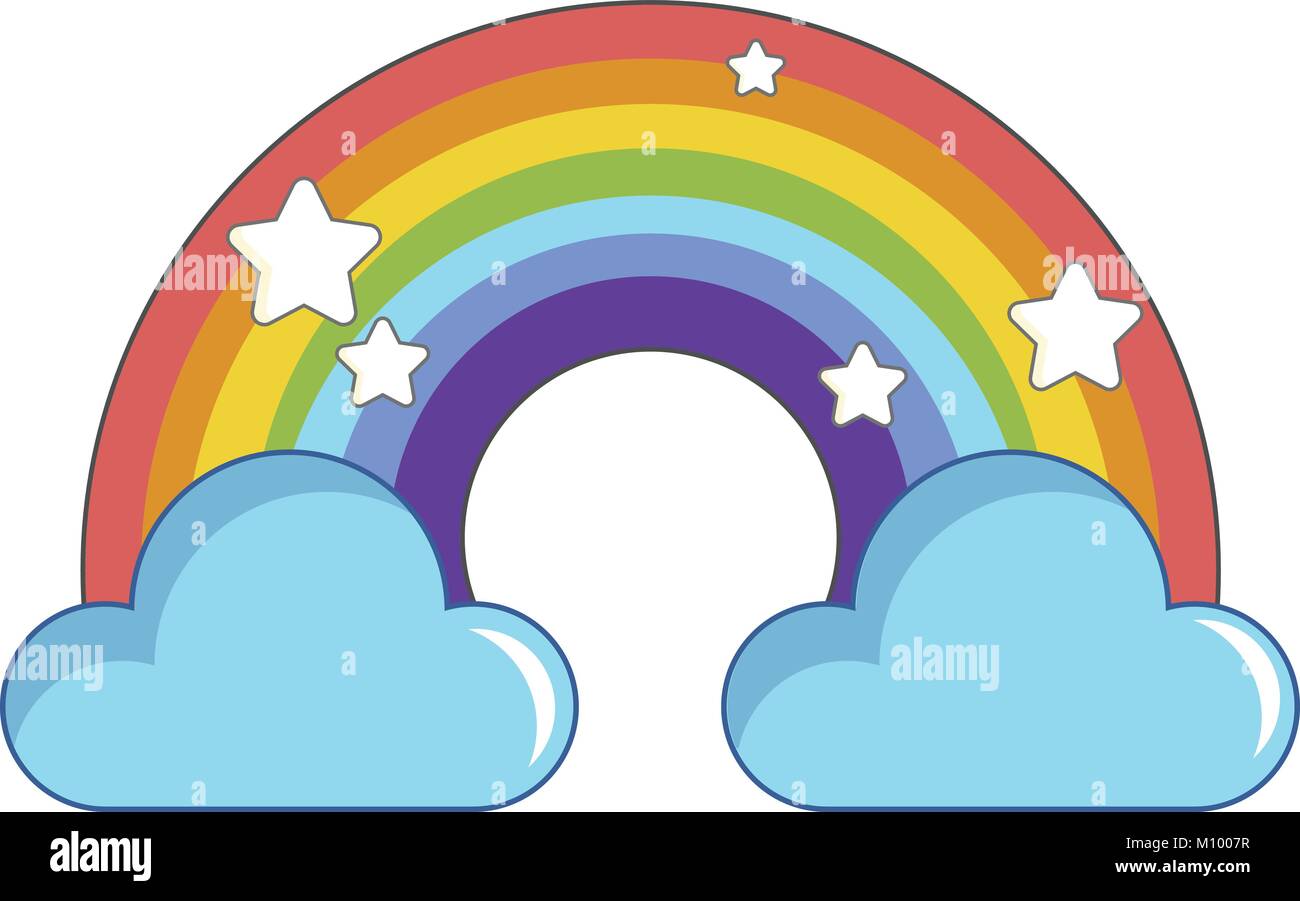 Rainbow with clouds icon, cartoon style Stock Vector Image & Art - Alamy