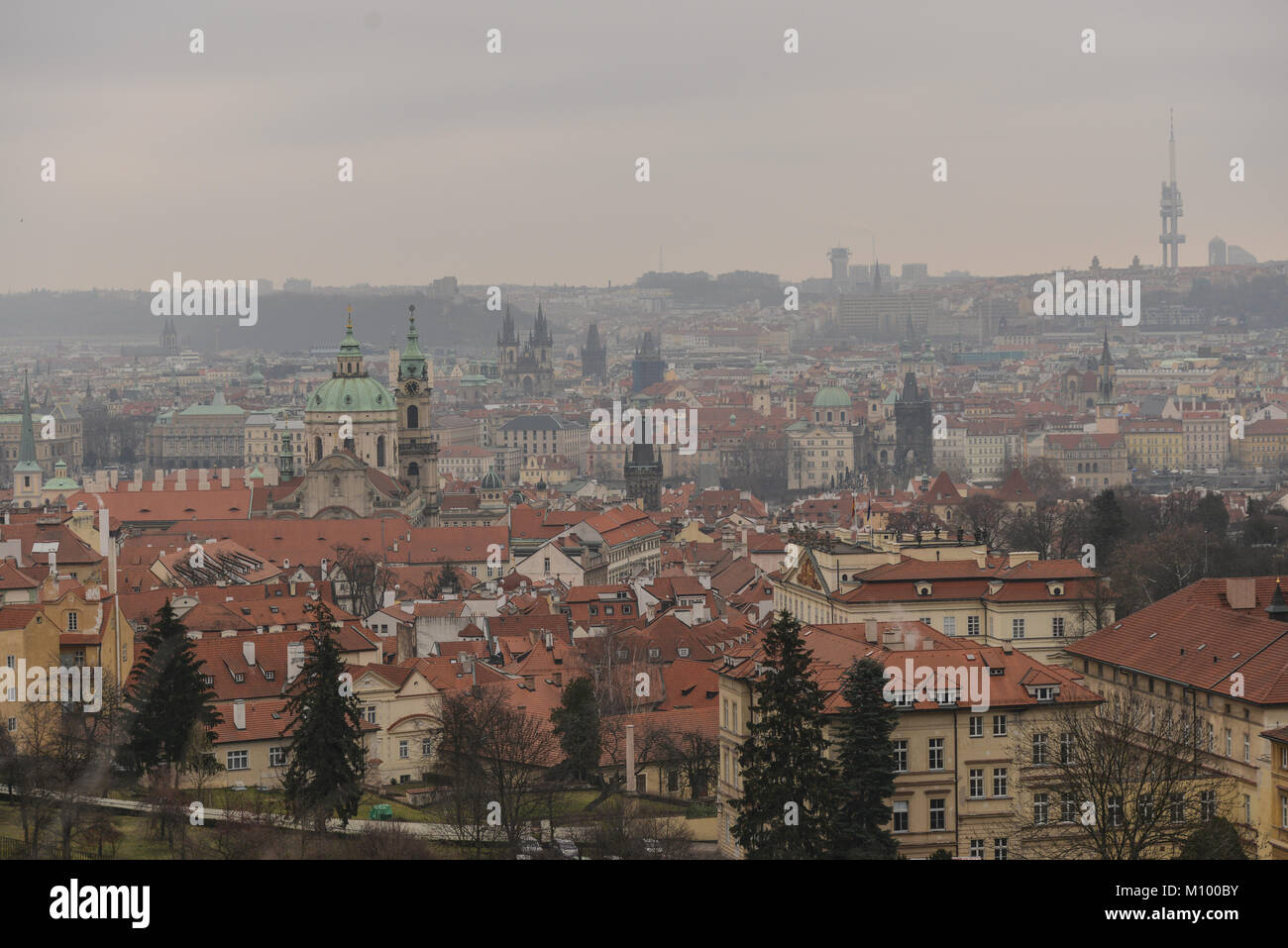 City from above, Prague, Czech Republic, January 2018 Stock Photo