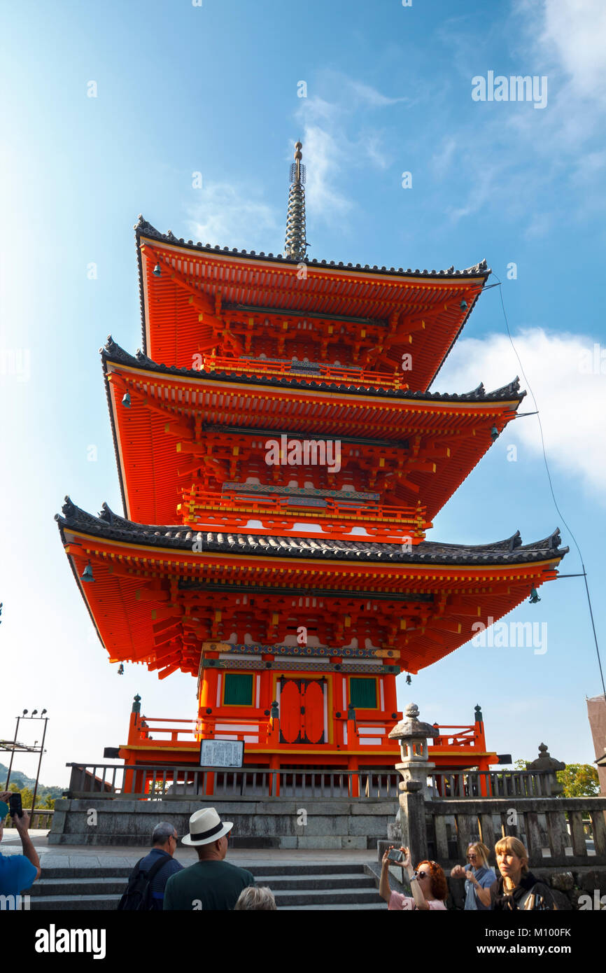 Kiyomizu-dera pagoda, an independent Buddhist temple in eastern Kyoto, founded in 778  and present buildings construc Stock Photo