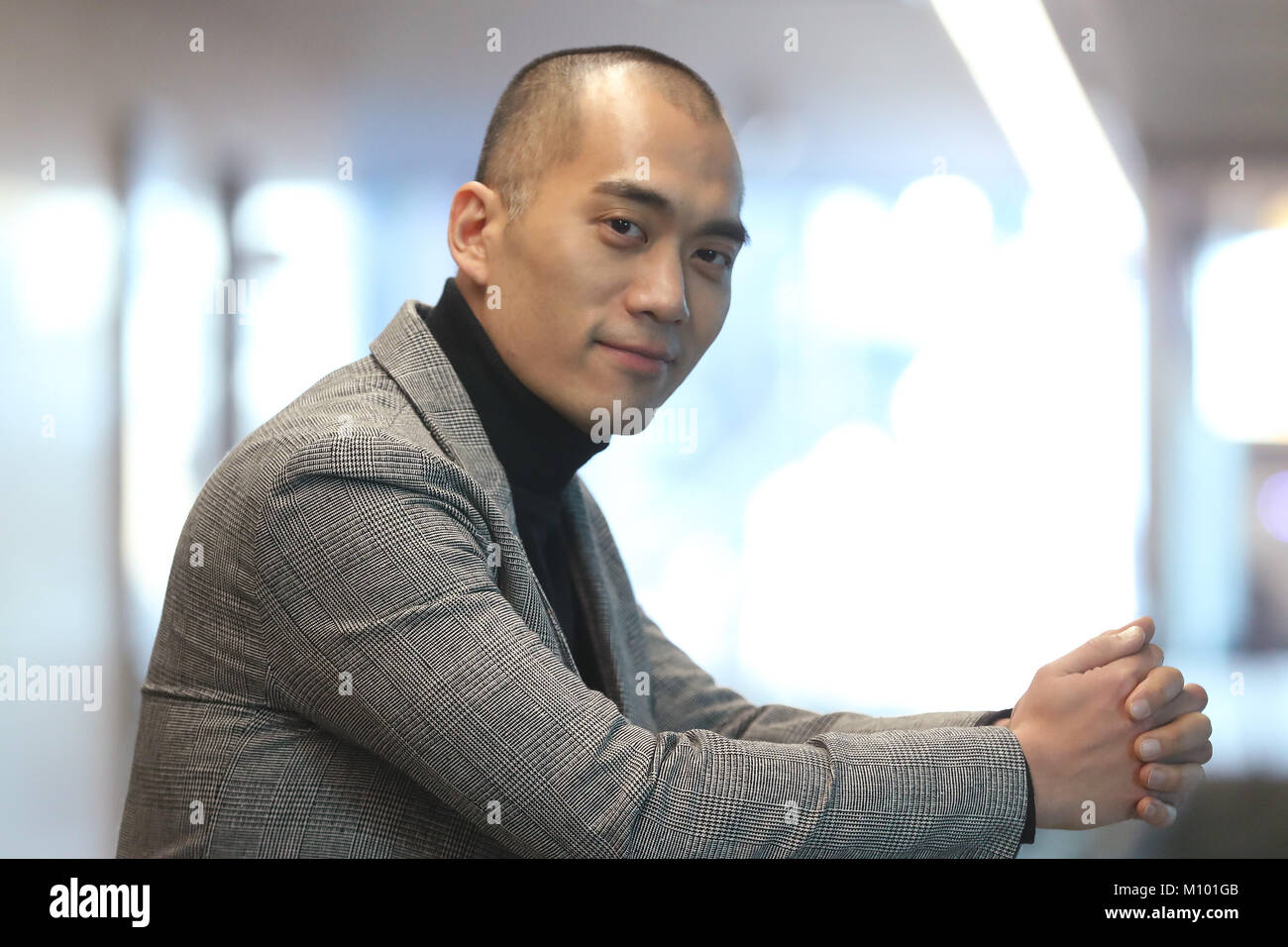 Jincheon, South Korea. 25th Jan, 2018. S. Korean actor Ahn Chang-hwan South Korean actor Ahn Chang-hwan, who starred in the drama "Prison Playbook," poses for a photo prior to an interview in Seoul on Jan. 24, 2018. The first episode of drama was aired on the local cable TV network tvN on Nov. 22. Credit: Yonhap/Newcom/Alamy Live News Stock Photo