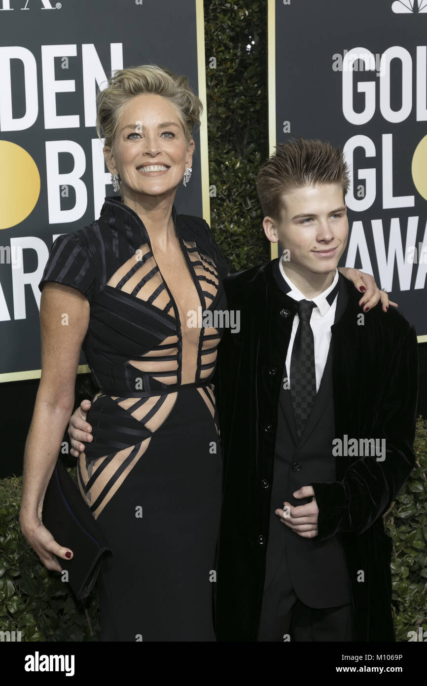 Sharon Stone with her son Roan Joseph Bronstein on arrival GQ Men