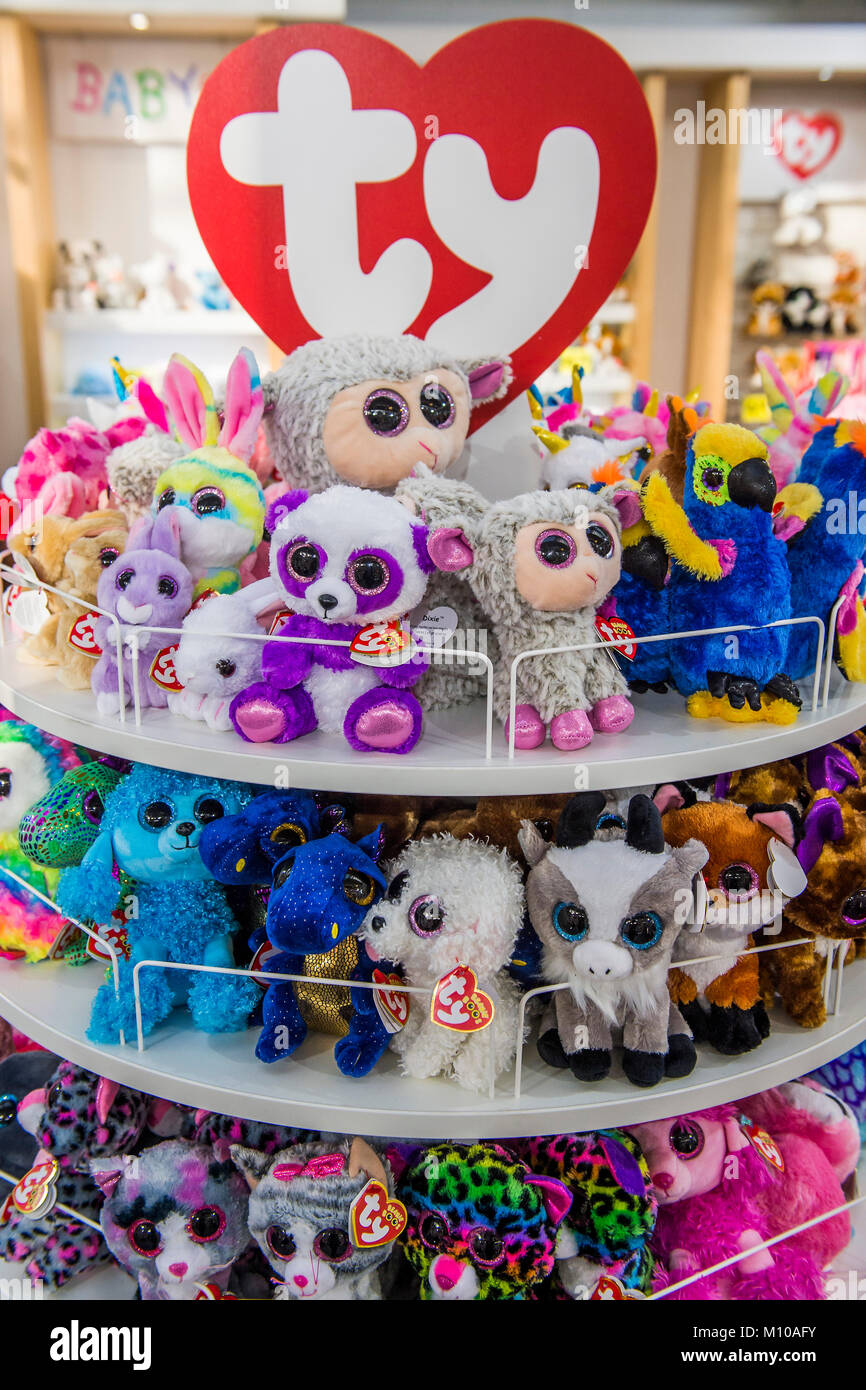 London, UK. 25th Jan, 2018. Soft toys on the Ty stand - The annual Toy Fair at Olympia, London. Credit: Guy Bell/Alamy Live News Stock Photo