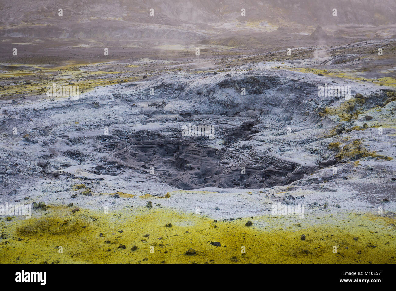 A sulfuric crater on White Islands active volcano, New Zealand Stock
