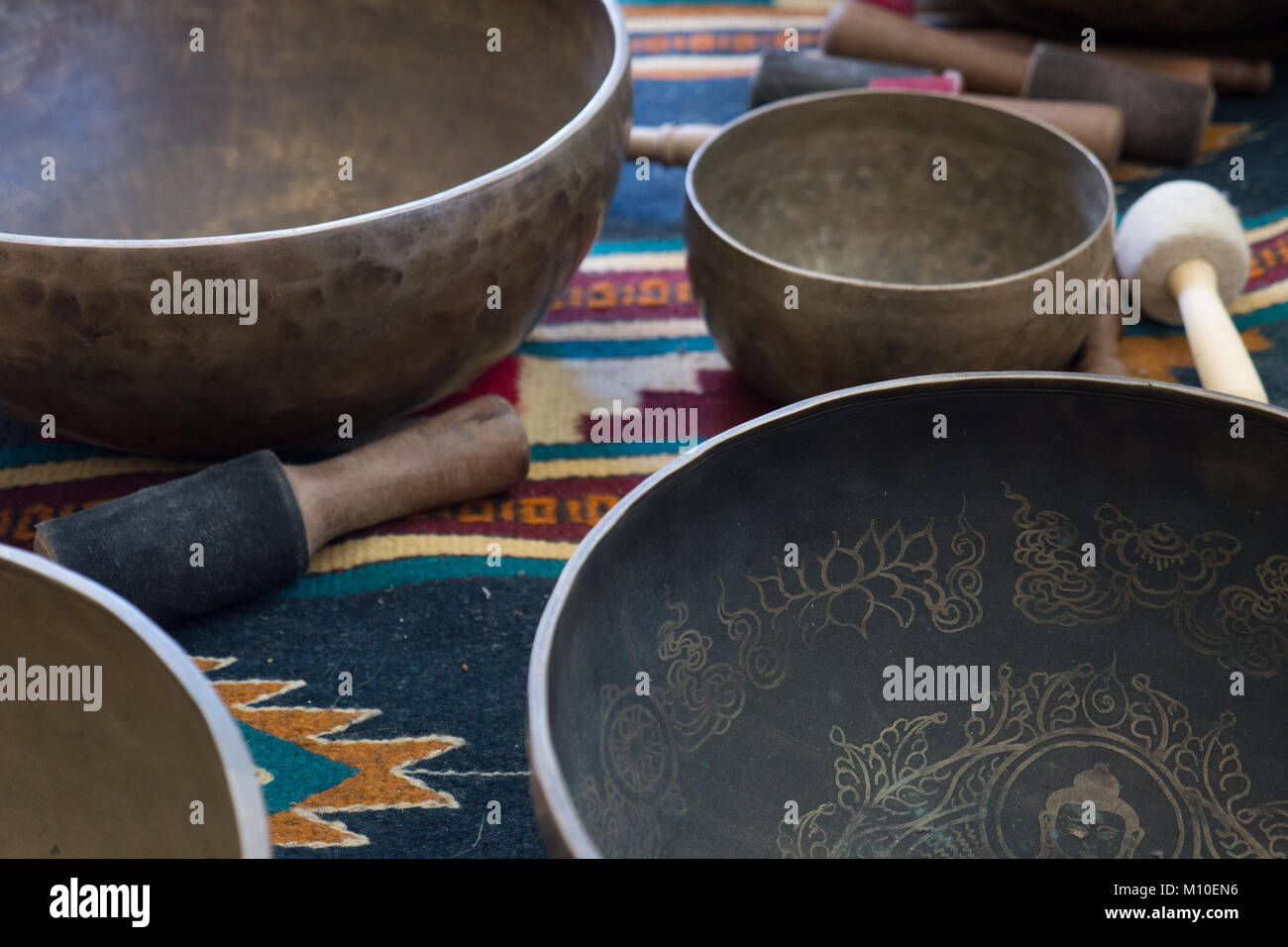 Tibetan singing bowls Stock Photo