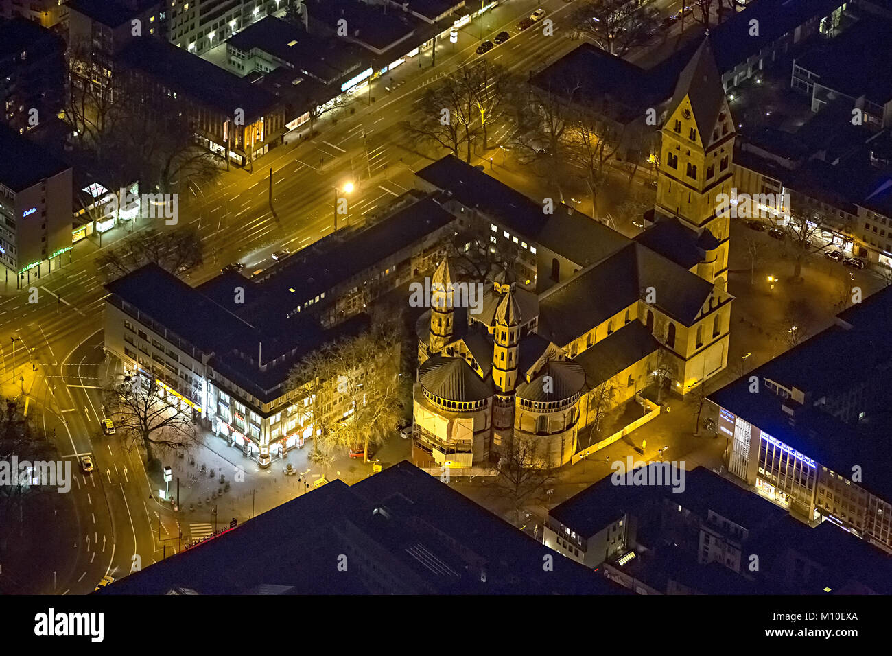 Aerial view, parish Kath. Amt St. Apostles, Cologne, Rhineland, North Rhine-Westphalia, Germany, Europe, birds-eyes view, aerial view, aerial photogra Stock Photo