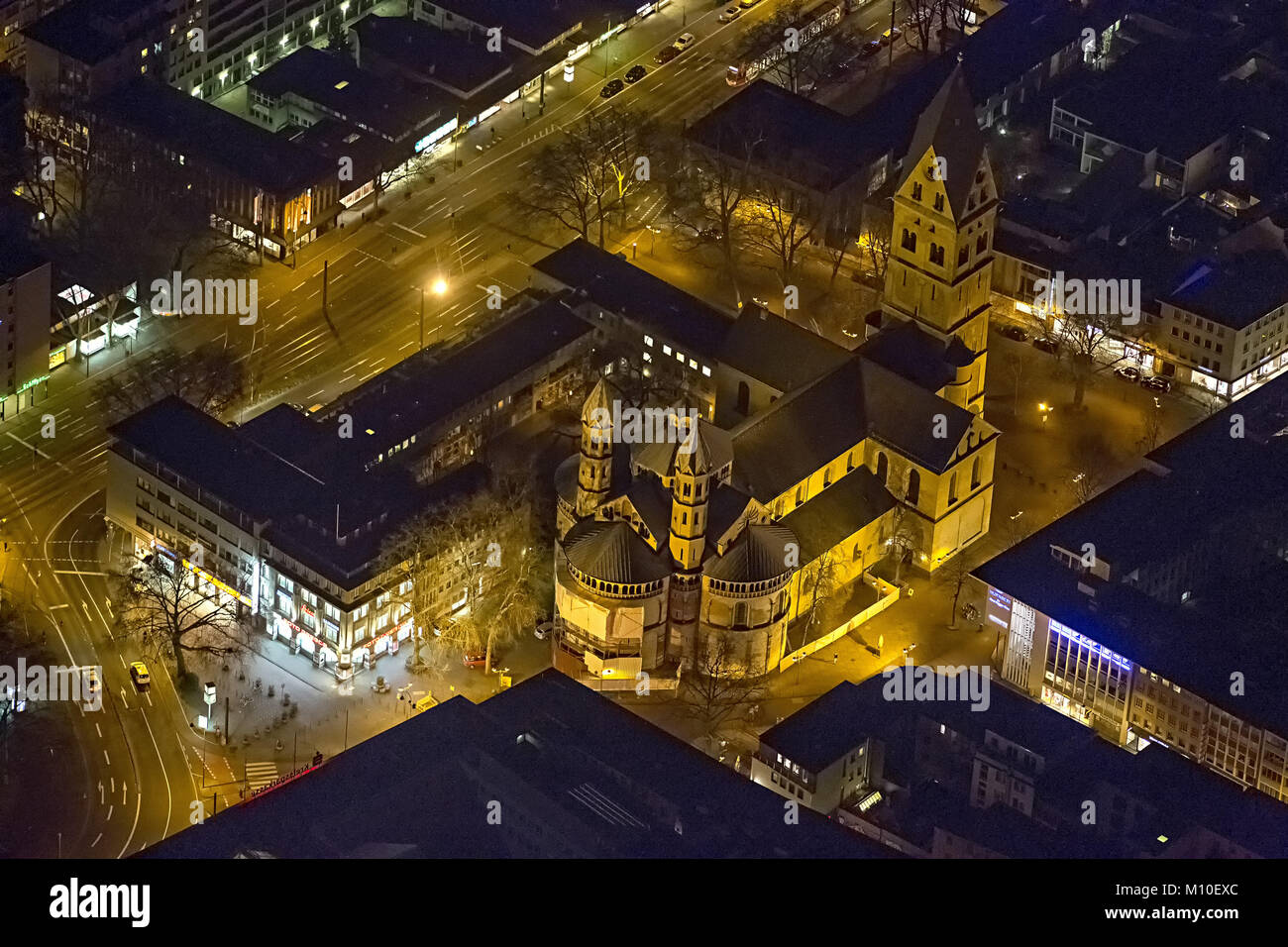 Aerial view, parish Kath. Amt St. Apostles, Cologne, Rhineland, North Rhine-Westphalia, Germany, Europe, birds-eyes view, aerial view, aerial photogra Stock Photo