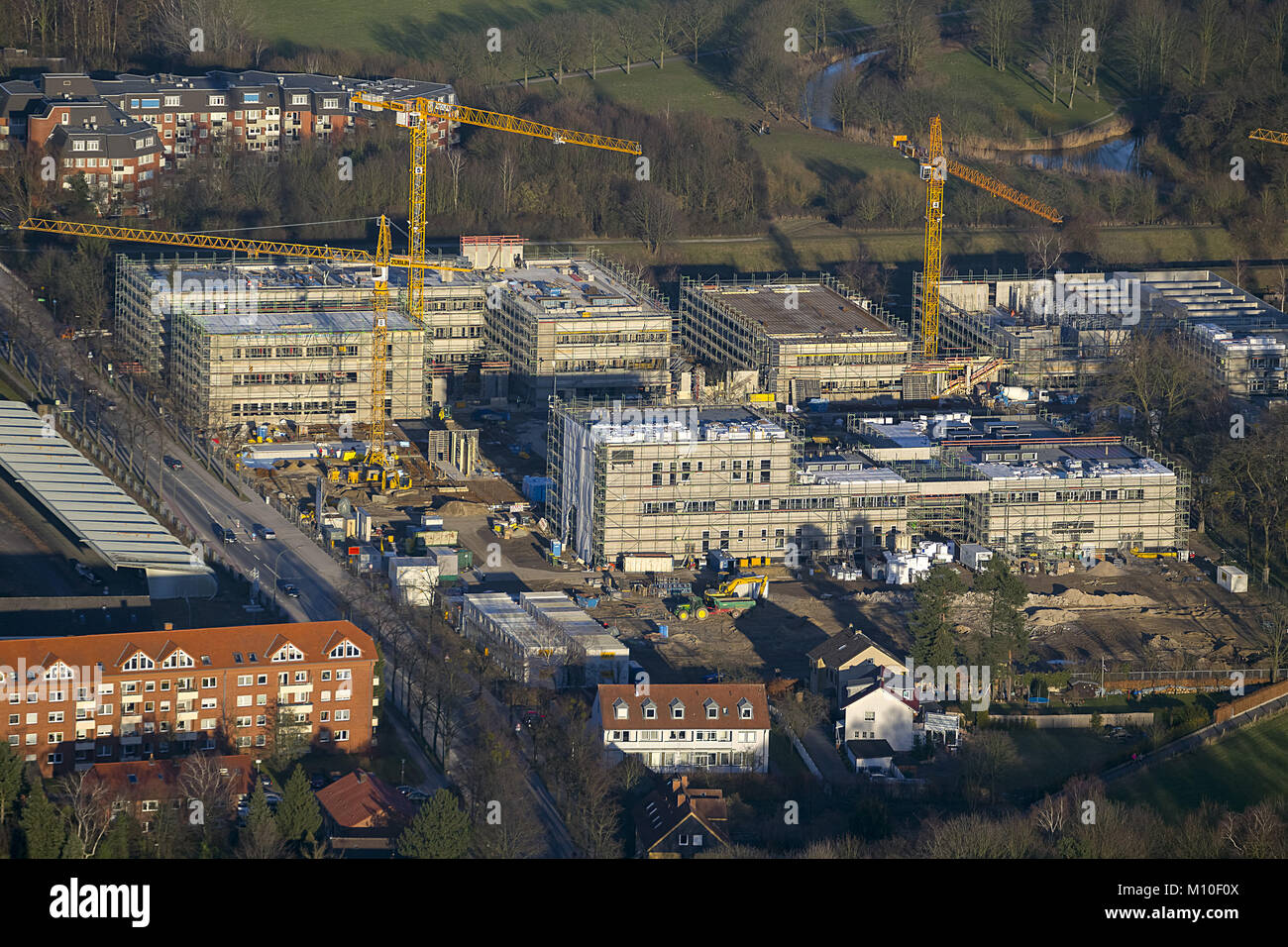 Aerial view, HSLH Hamm, university location, Hamm, Ruhr area, North Rhine-Westphalia, Germany, Europe, birds-eyes view, aerial view, aerial photograph Stock Photo