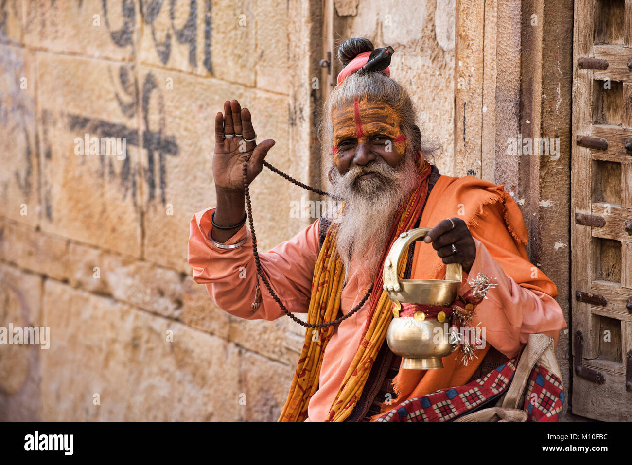 Baba, wandering sadhu, Jaisalmer, Rajasthan, India Stock Photo