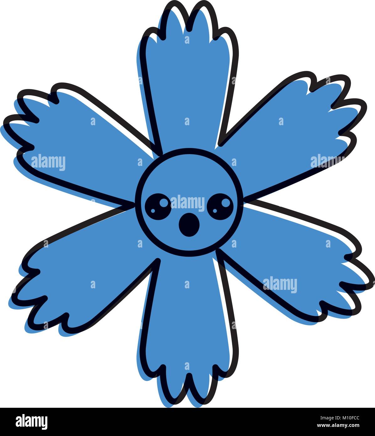 cute blue flower kawaii cartoon Stock Vector Image & Art - Alamy