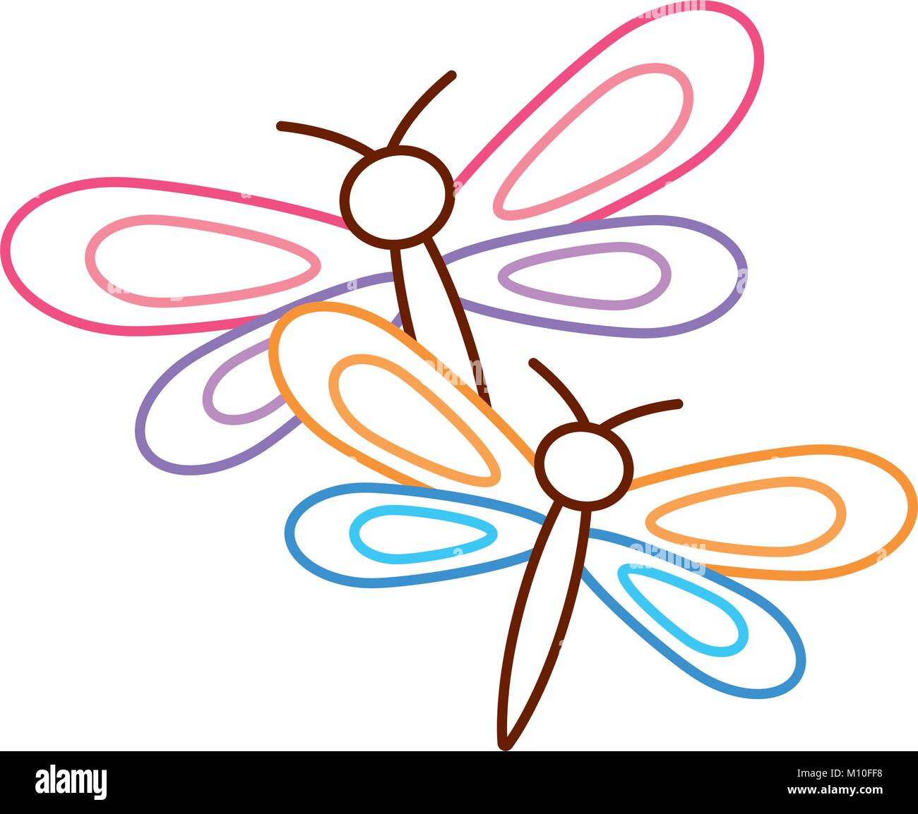 Two Dragonflies Cute Animal Cartoon Stock Vector Image Art Alamy