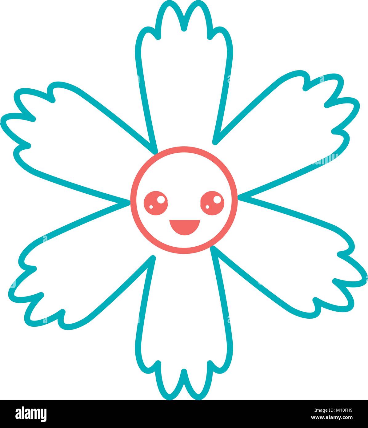 cute blue flower kawaii cartoon Stock Vector Image & Art - Alamy