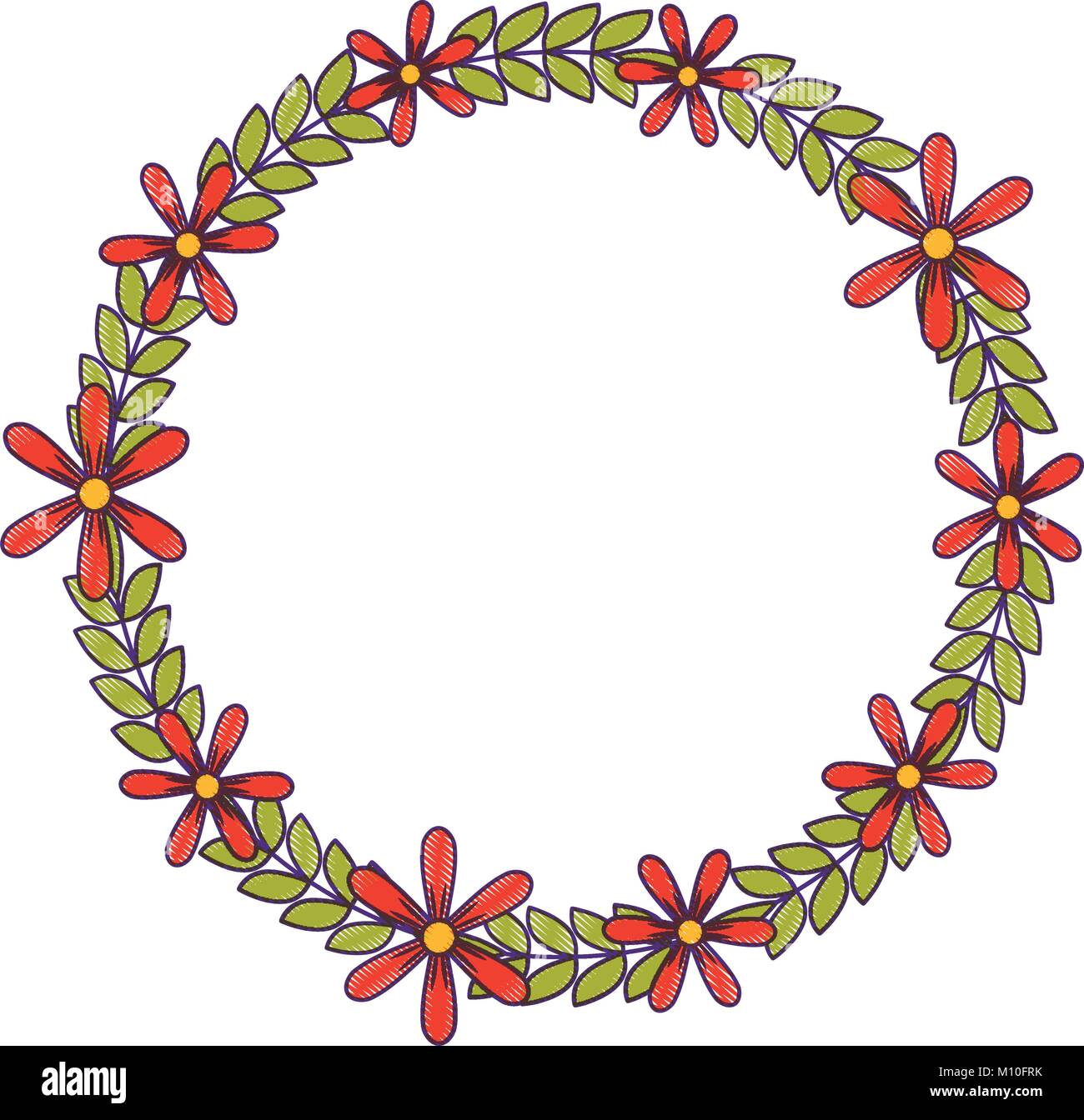 beautiful floral wreath with spring flowers leaves Stock Vector Image ...