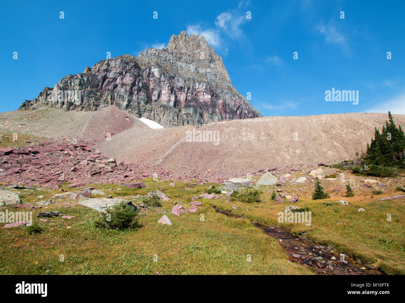 Clement Mountain as seen from Hidden Lake trail on Logan Pass in Glacier National Park during the 2017 fall fires in Montana United States Stock Photo