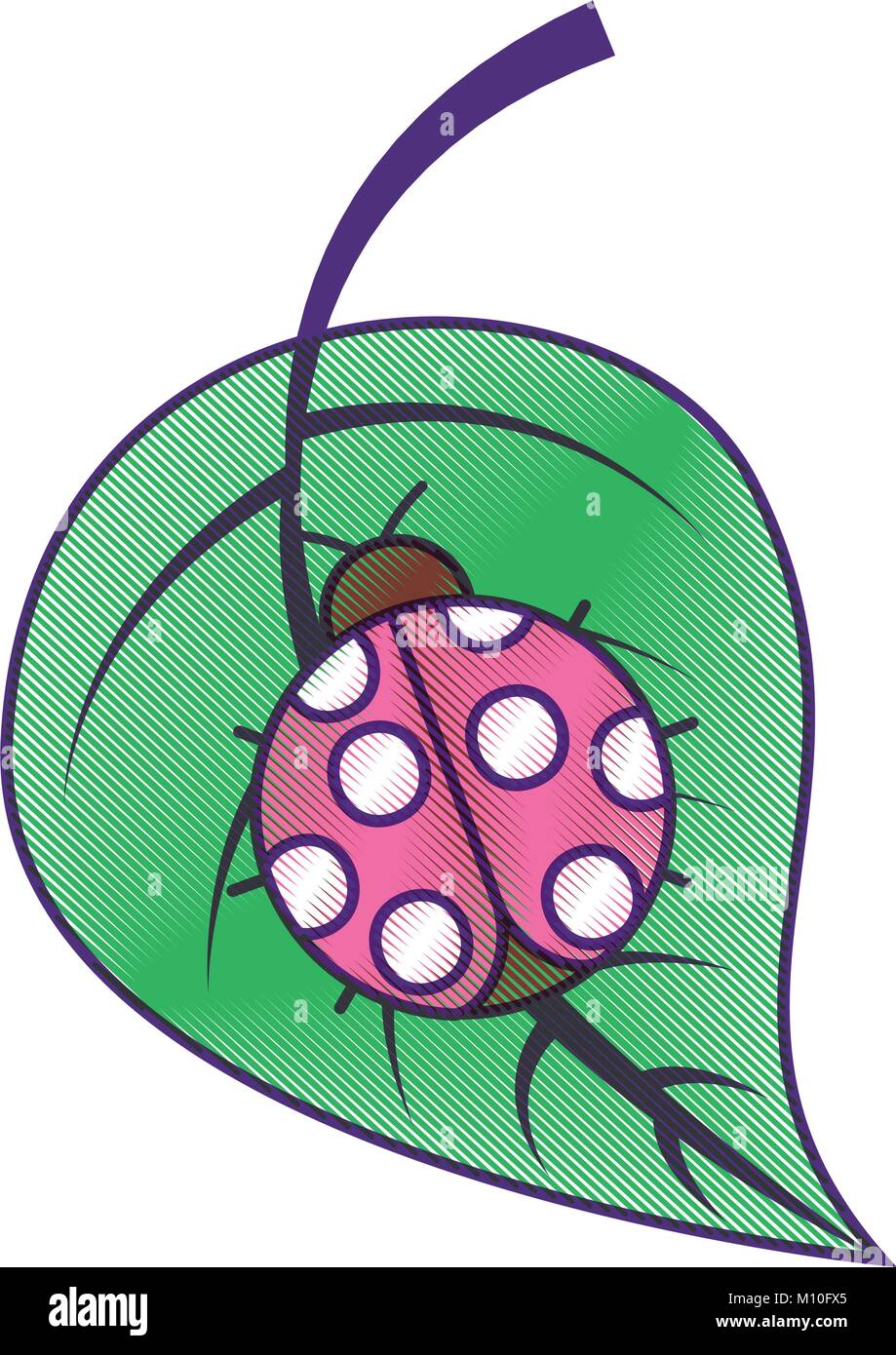 ladybug on leaf spring time Stock Vector Image & Art - Alamy