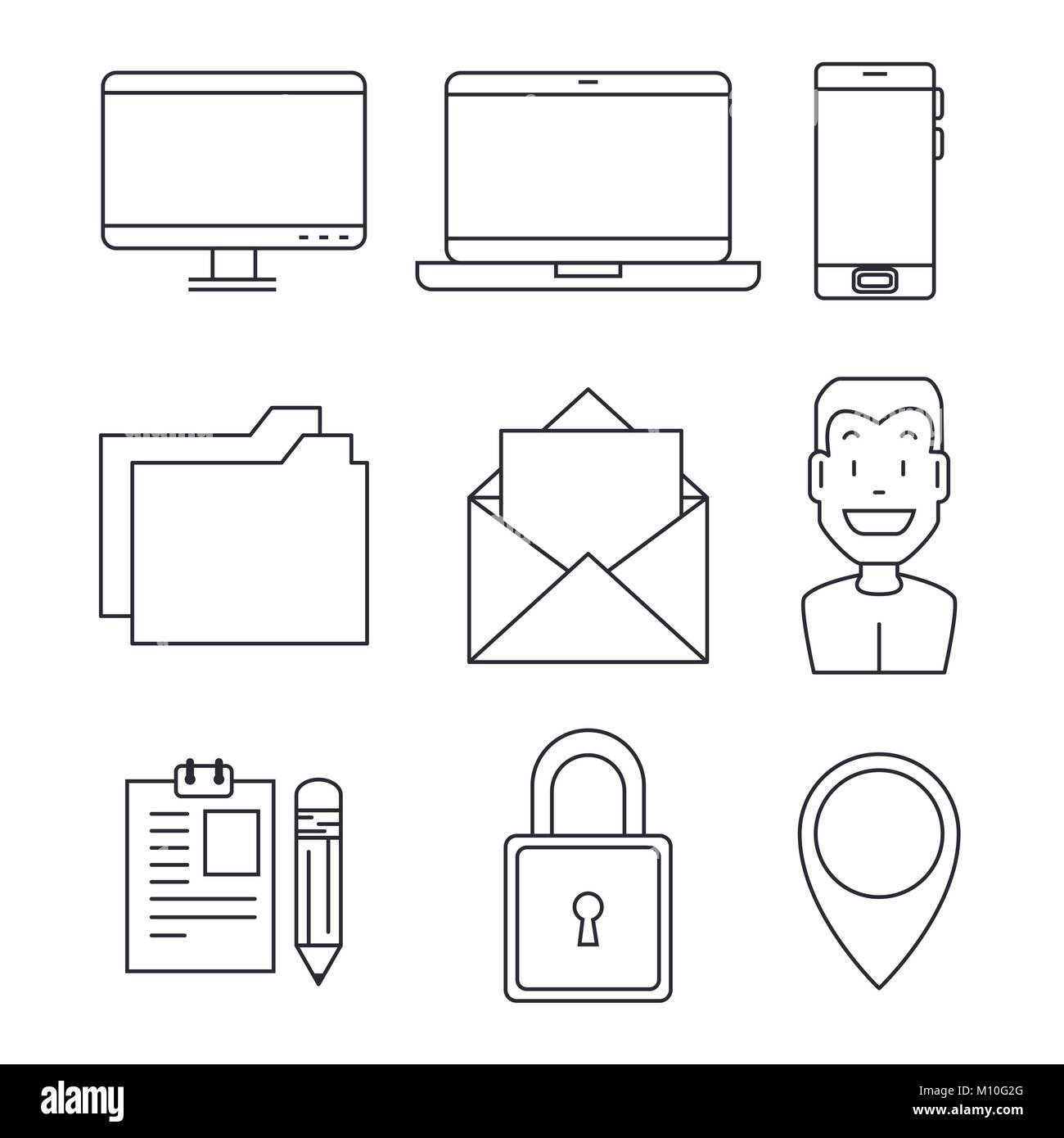 balck and white set of blockchain and bitcoin technology icon vector ...