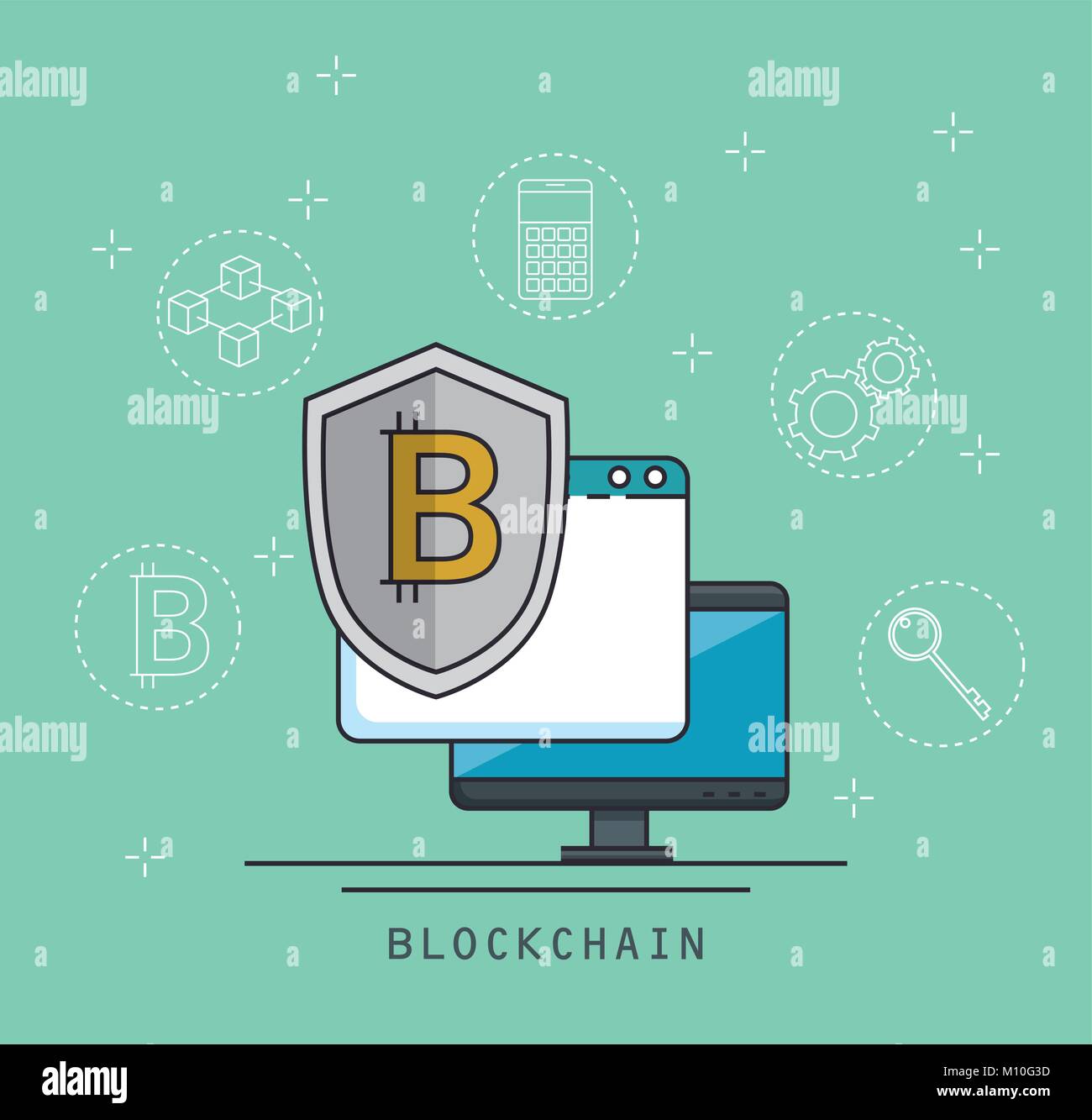 blockchain and bitcoin technology finance concept vector illustration ...