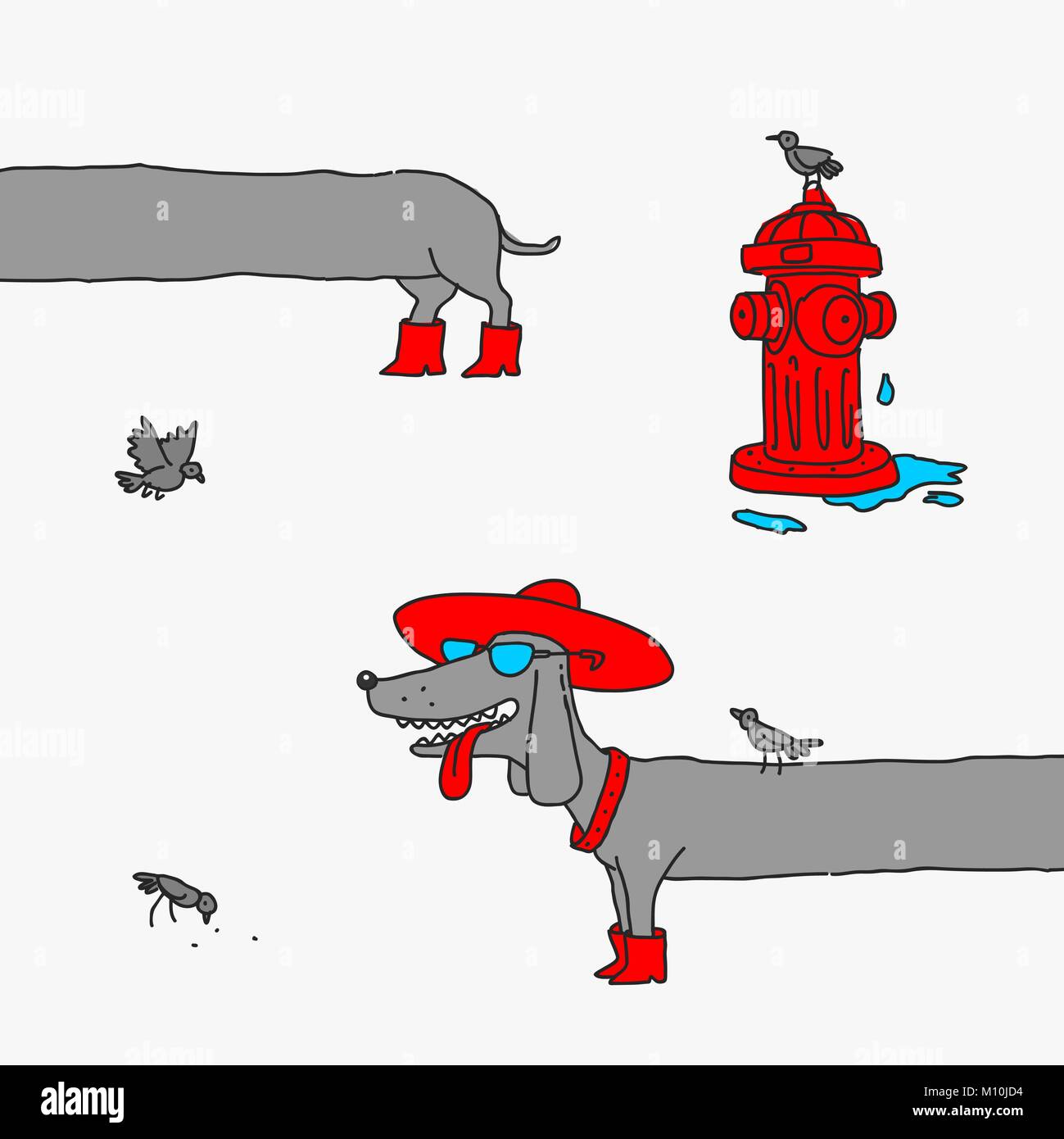 The Cartoon Dog Girl Dachshund Caricature Stock Vector