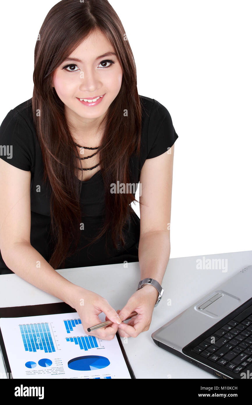 young business woman working with laptop in the office Stock Photo - Alamy