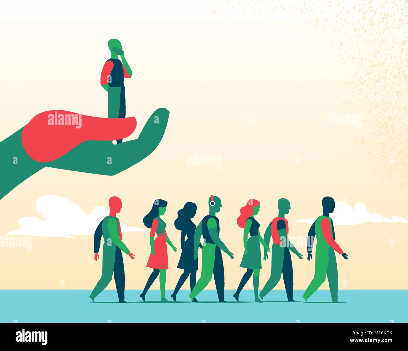 People go towards a visionary leader sight Stock Vector