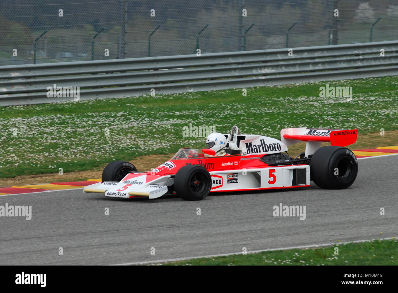 Mugello Circuit 1 April 2007: Unknown run on Classic F1 Car 1976 McLaren M23 ex James Hunt on Mugello Circuit in Italy during Mugello Historic Festiva Stock Photo