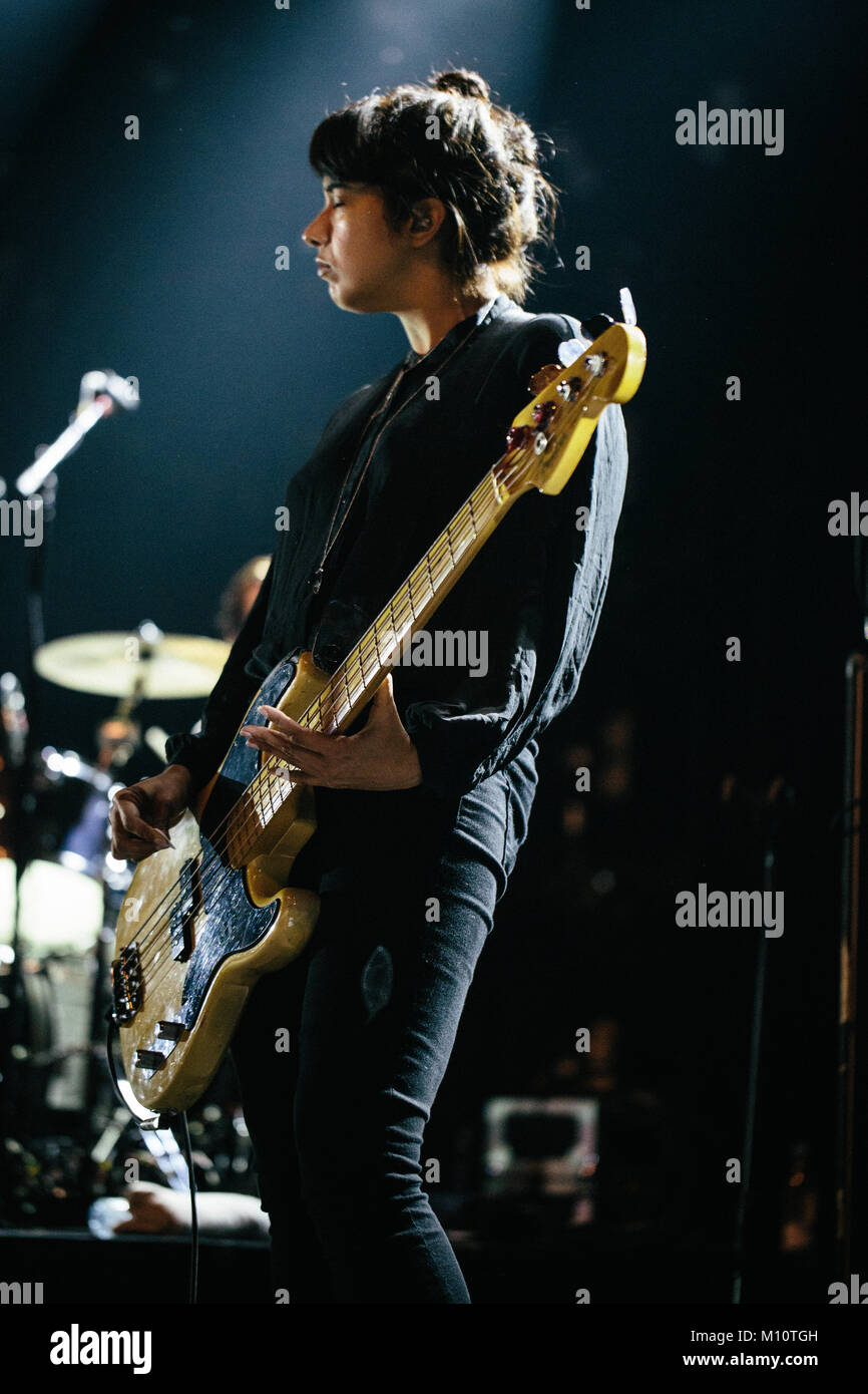 The English postpunk band Savages performs a live concert at the