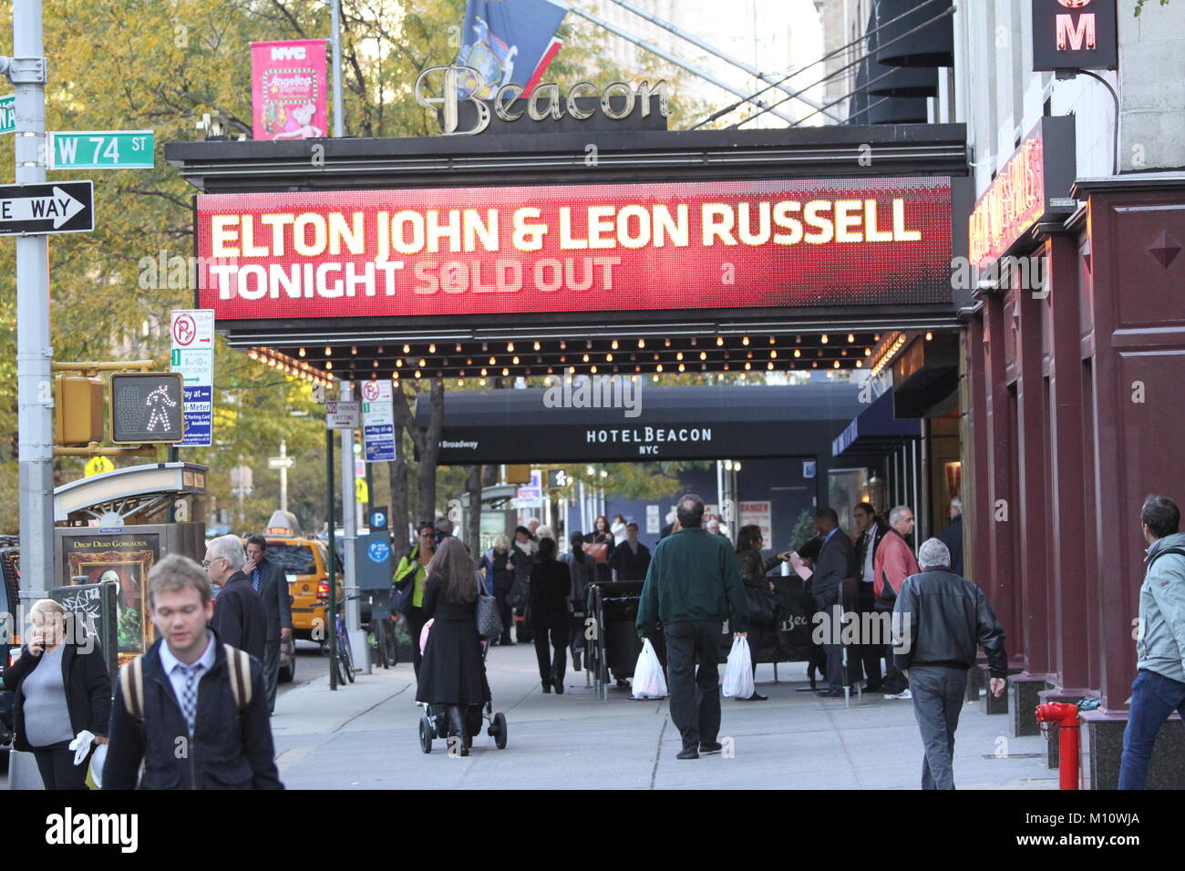 Elton John and Leon Russell Beacon Th in NY billboard sign 10/19/2010 photo Michael Brito Stock Photo