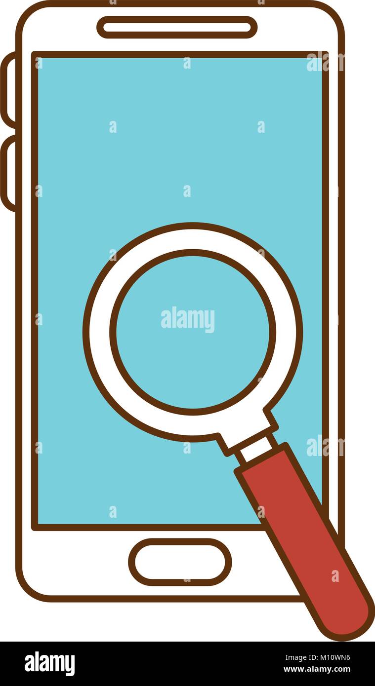 smartphone with magnifying glass Stock Vector Image & Art - Alamy