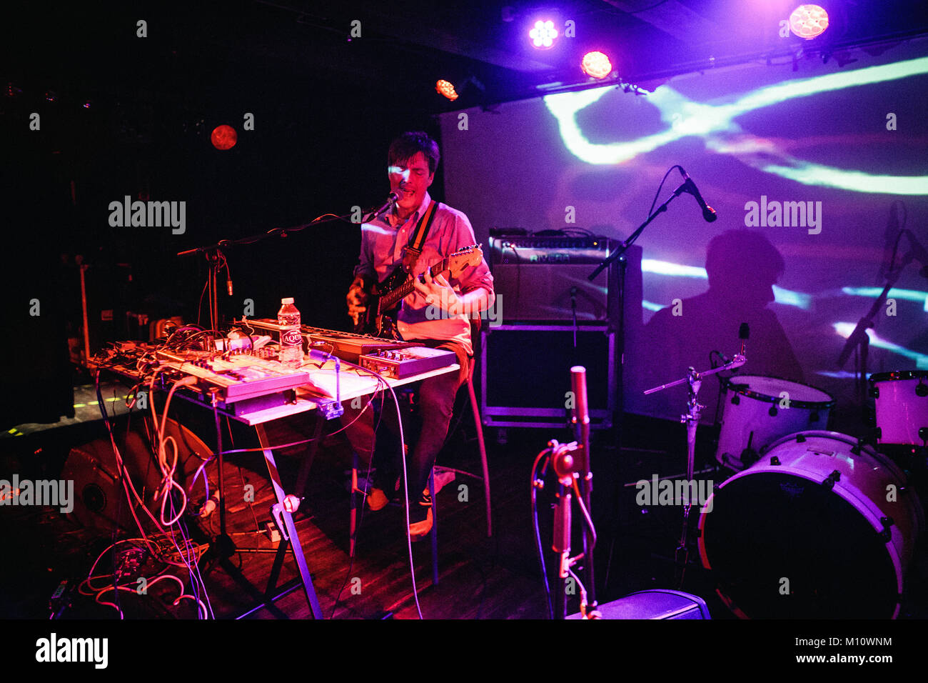 The British alternative rock band Spectrum a live concert Copenhagen Psych Fest 2016. Here vocalist, composer and musician Peter Kember is seen live on stage. Denmark, 2016 Stock Photo - Alamy