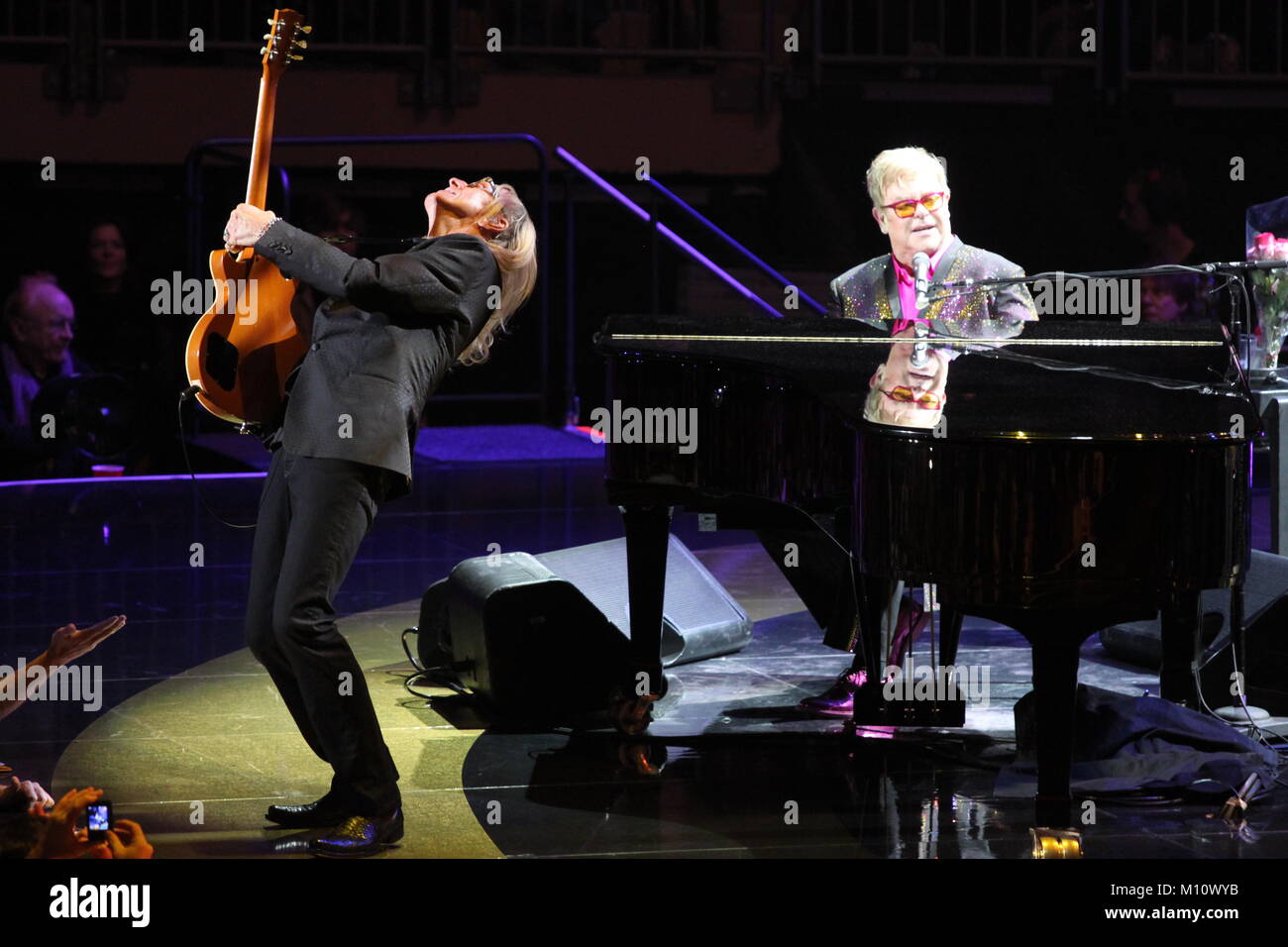 Elton John and Davey Johnston  Madison Square Garden NY 12/4/2013 photo Michael Brito Stock Photo