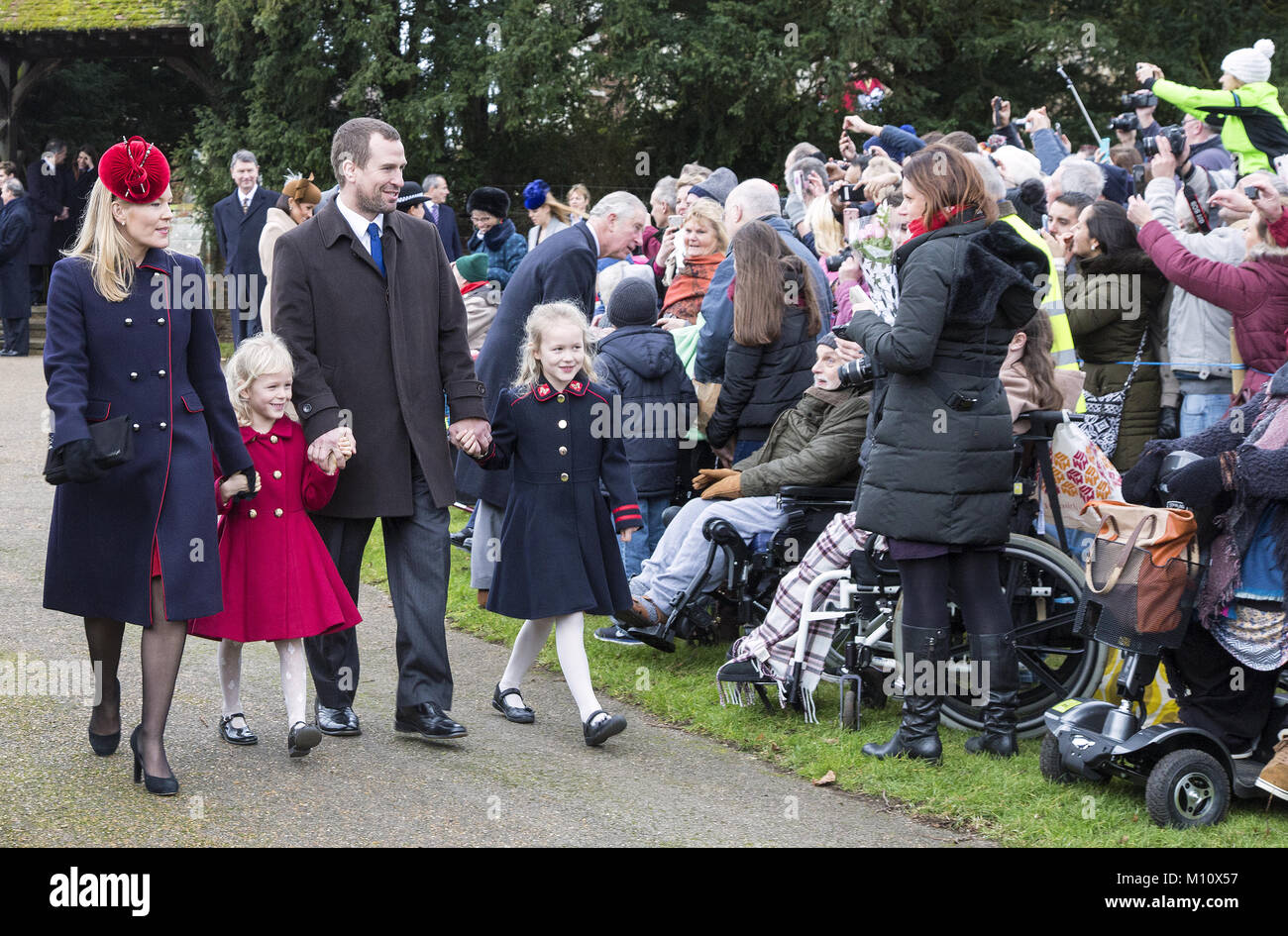 The British Royal family arrive at Sandringham to celebrate Christmas Day Featuring Autumn