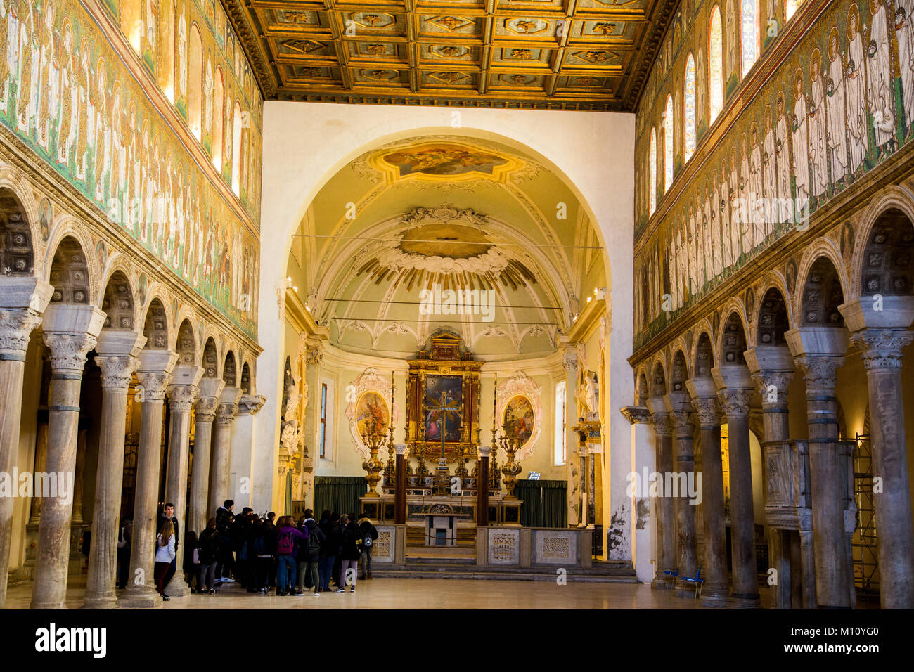 View towards the Apses in Basilica Di Sant Apollinare Nuovo in Ravenna Italy Stock Photo