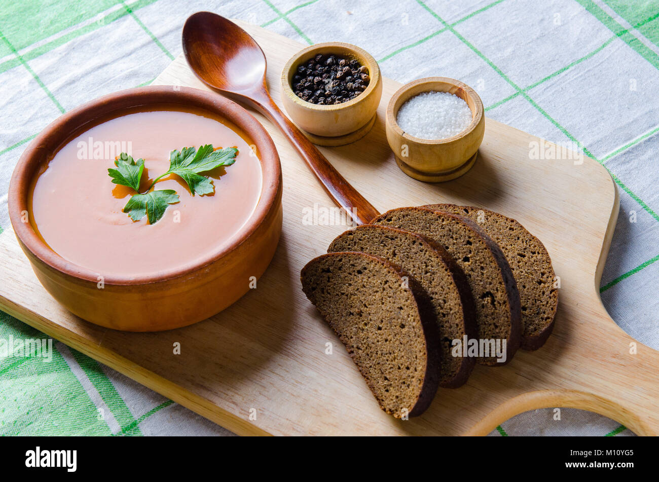 Tomato soup prepared in traditional italian style Stock Photo - Alamy