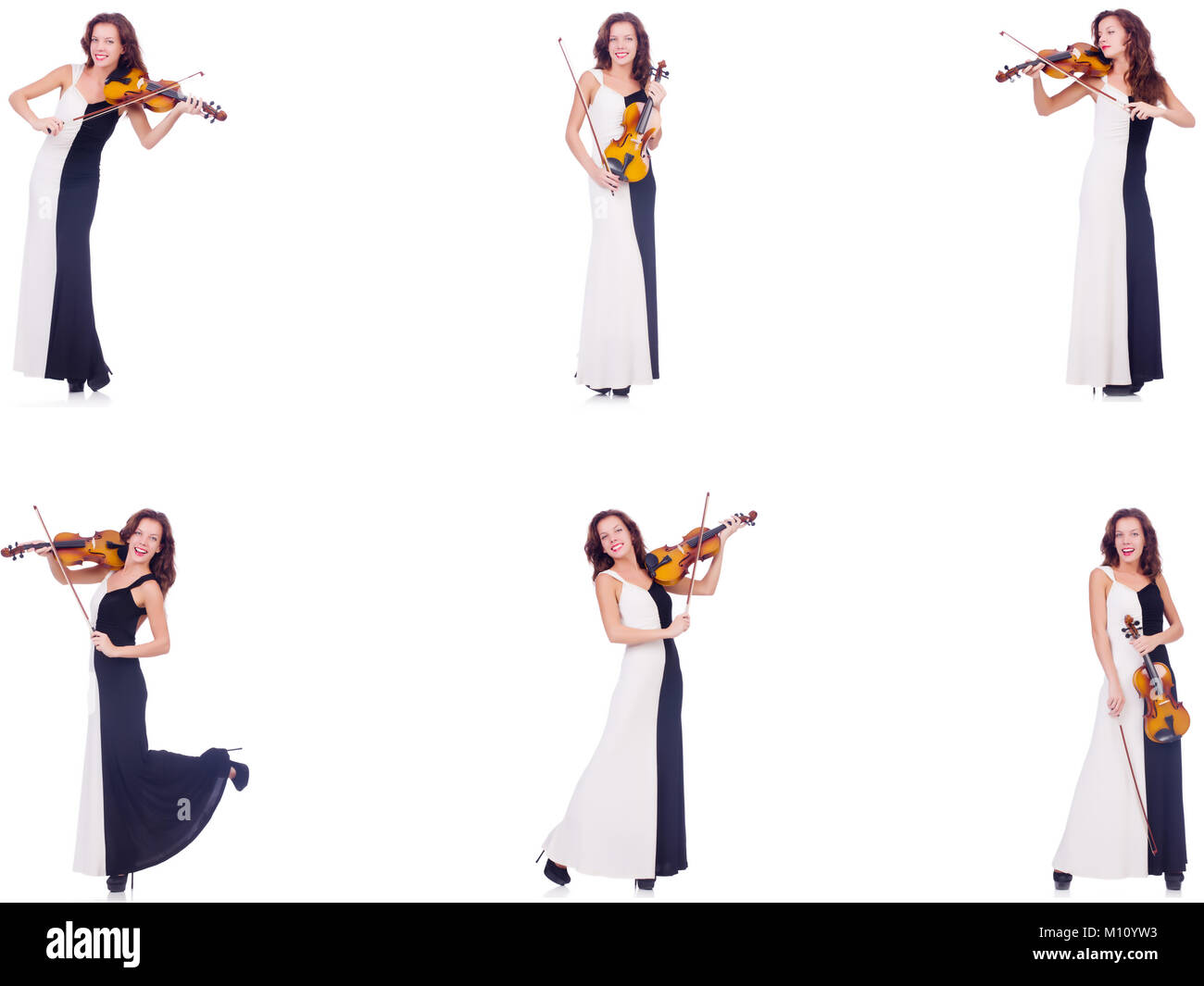 Woman playing violin isolated on white background Stock Photo - Alamy