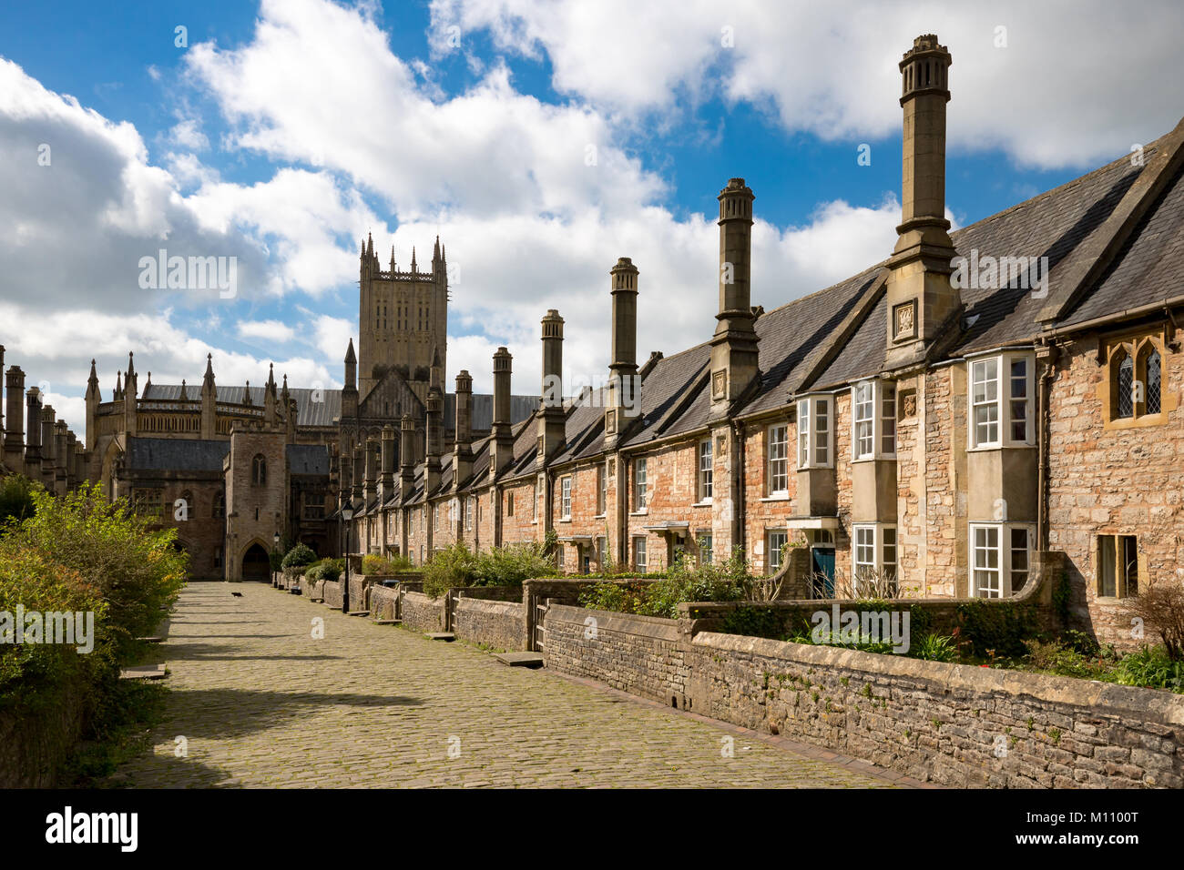 Wells Somerset England May 4, 2016 14th century houses in Vicars' Close