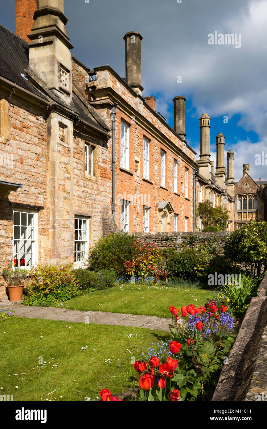 Wells Somerset England May 4, 2016  14th century houses in Vicars' Close Stock Photo