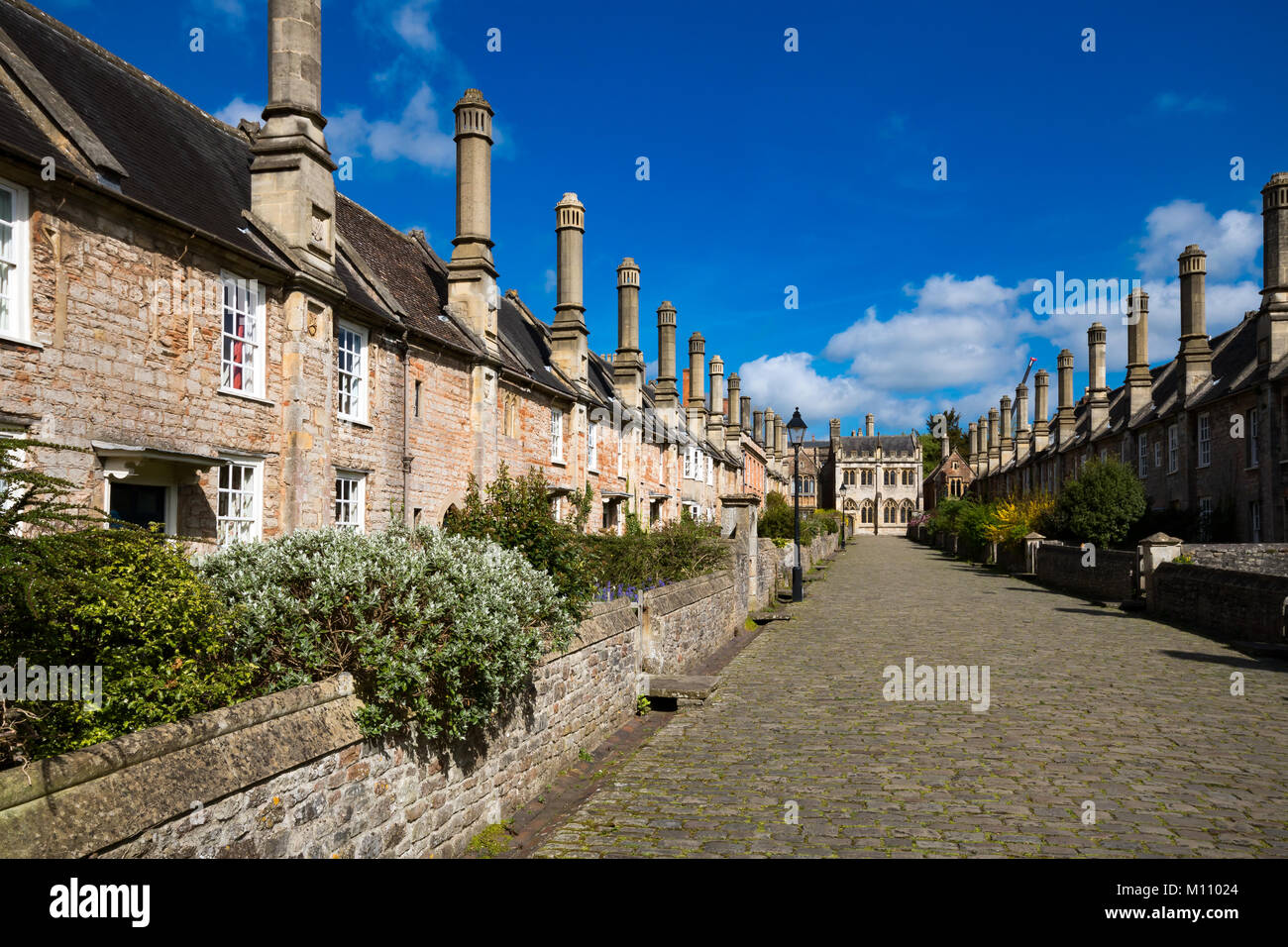 Wells Somerset England May 4, 2016 14th century houses in Vicars' Close