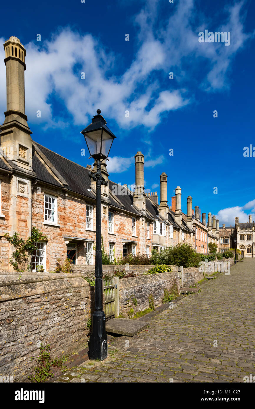 Wells Somerset England May 4, 2016 14th century houses in Vicars' Close