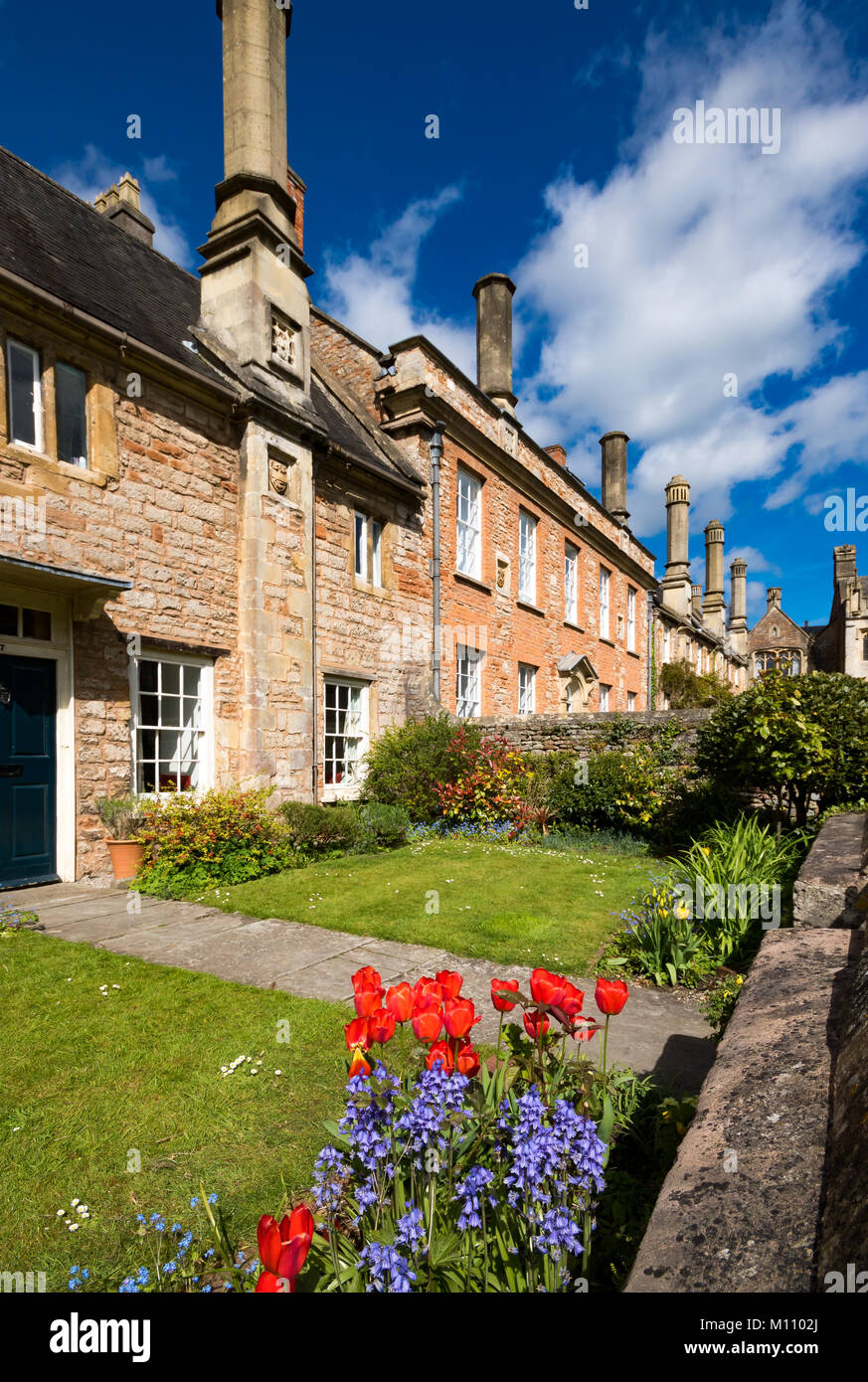Wells Somerset England May 4, 2016 14th century houses in Vicars' Close