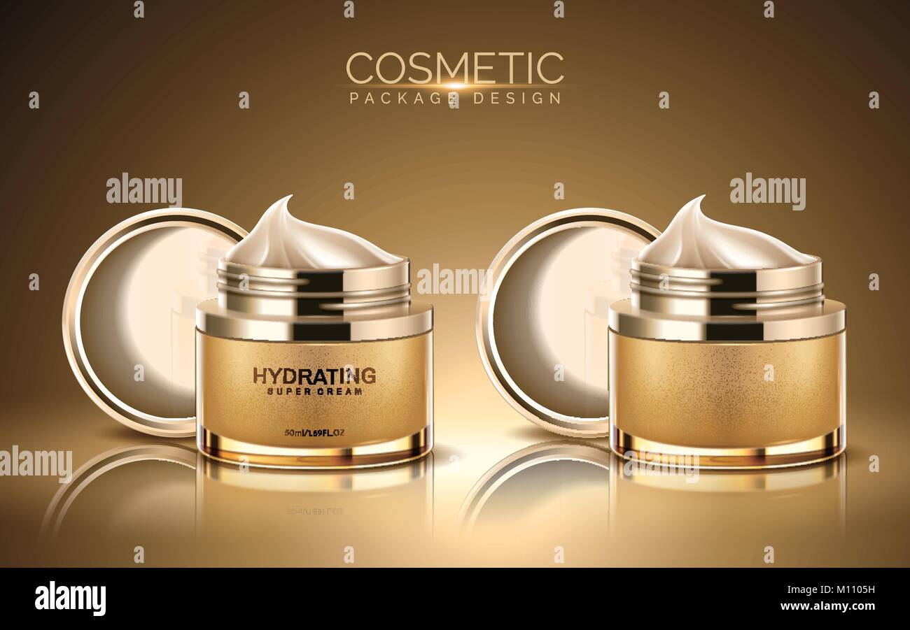 Download Cosmetic Package Design Golden Color Cream Jar With Cream Texture In Stock Vector Image Art Alamy Yellowimages Mockups