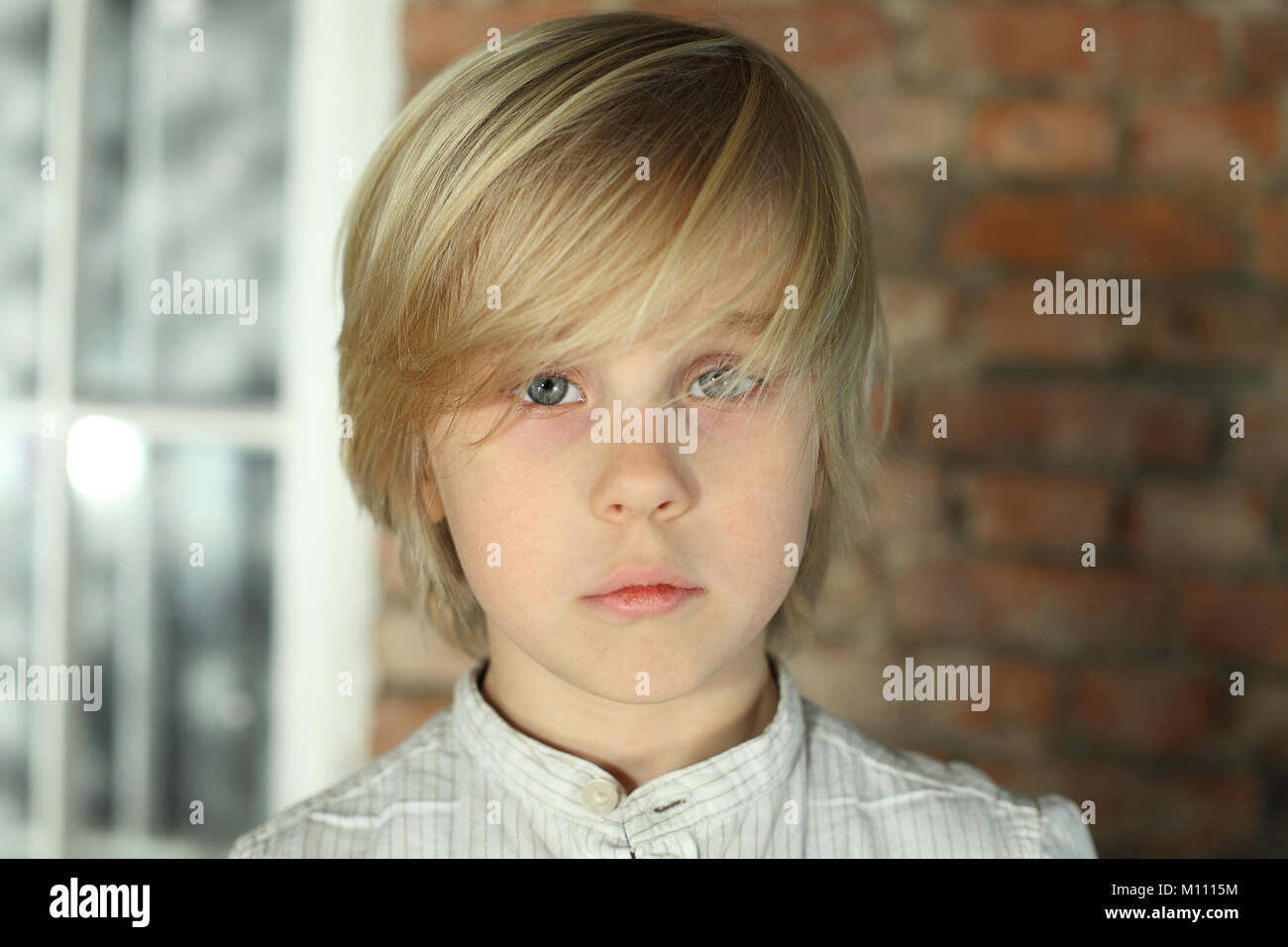 Child boy - face close-up Stock Photo
