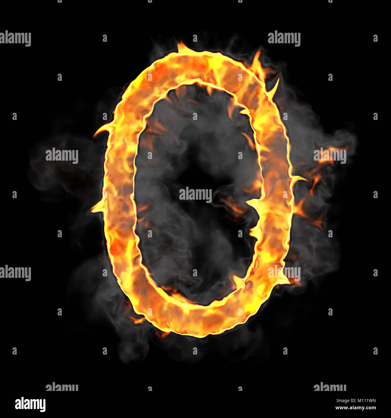 Burning And Flame Font 0 Numeral Over Black Background Stock Photo Alamy