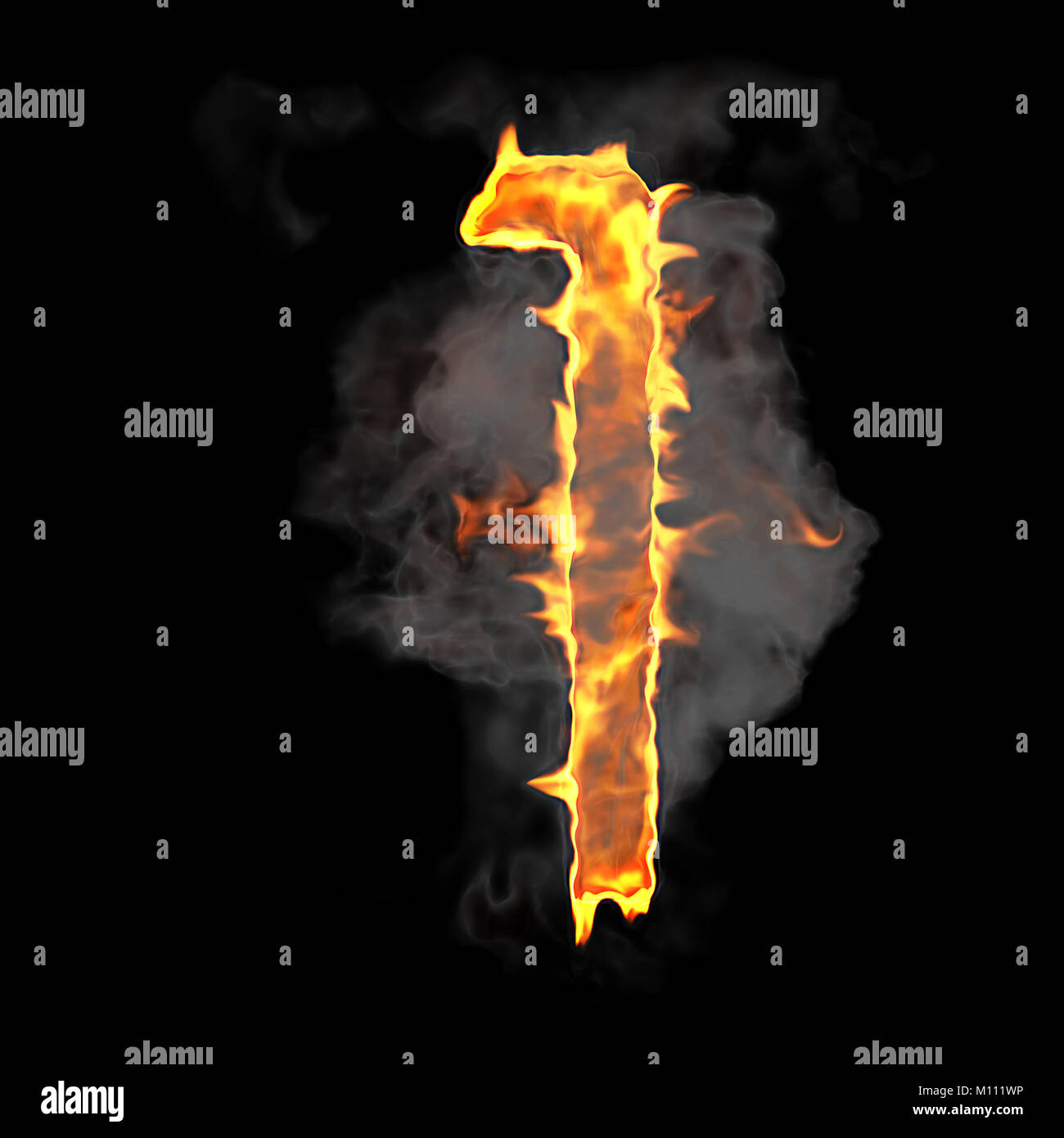 Burning And Flame Font 1 Numeral Over Black Background Stock Photo Alamy