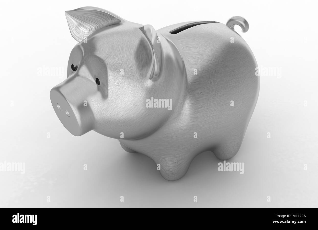 Wealth: Silver piggy bank over white background Stock Photo - Alamy