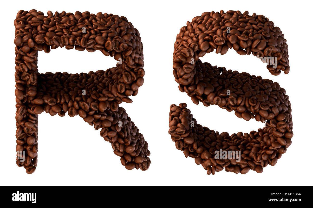 Roasted Coffee font S and R letters isolated over white Stock Photo