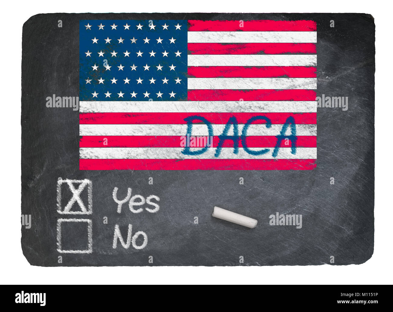DACA Yes concept using chalk on slate blackboard Stock Photo
