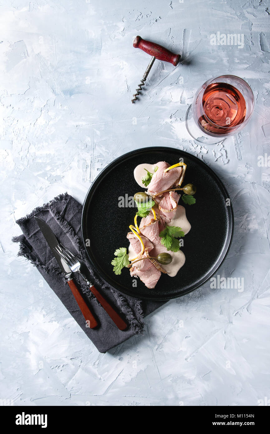 Veal with tuna sauce vitello tonnato Stock Photo Alamy
