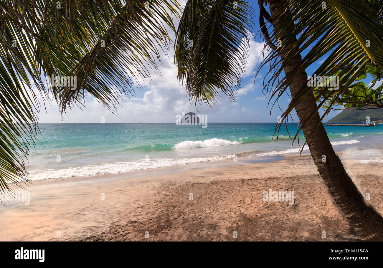 The Diamond rock and Caribbean beach , Martinique island Stock Photo Alamy