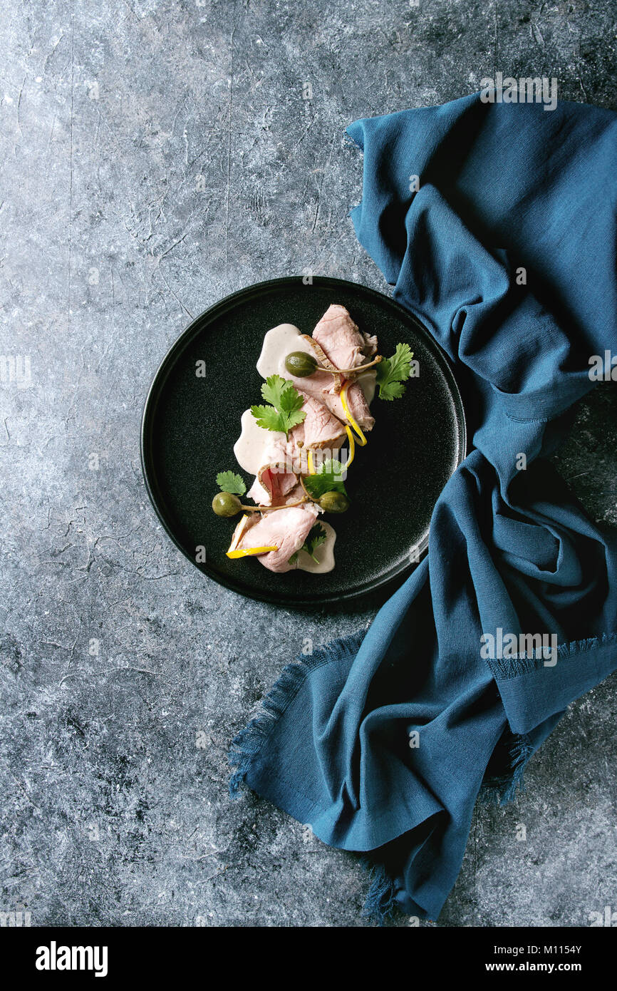 Veal with tuna sauce vitello tonnato Stock Photo Alamy